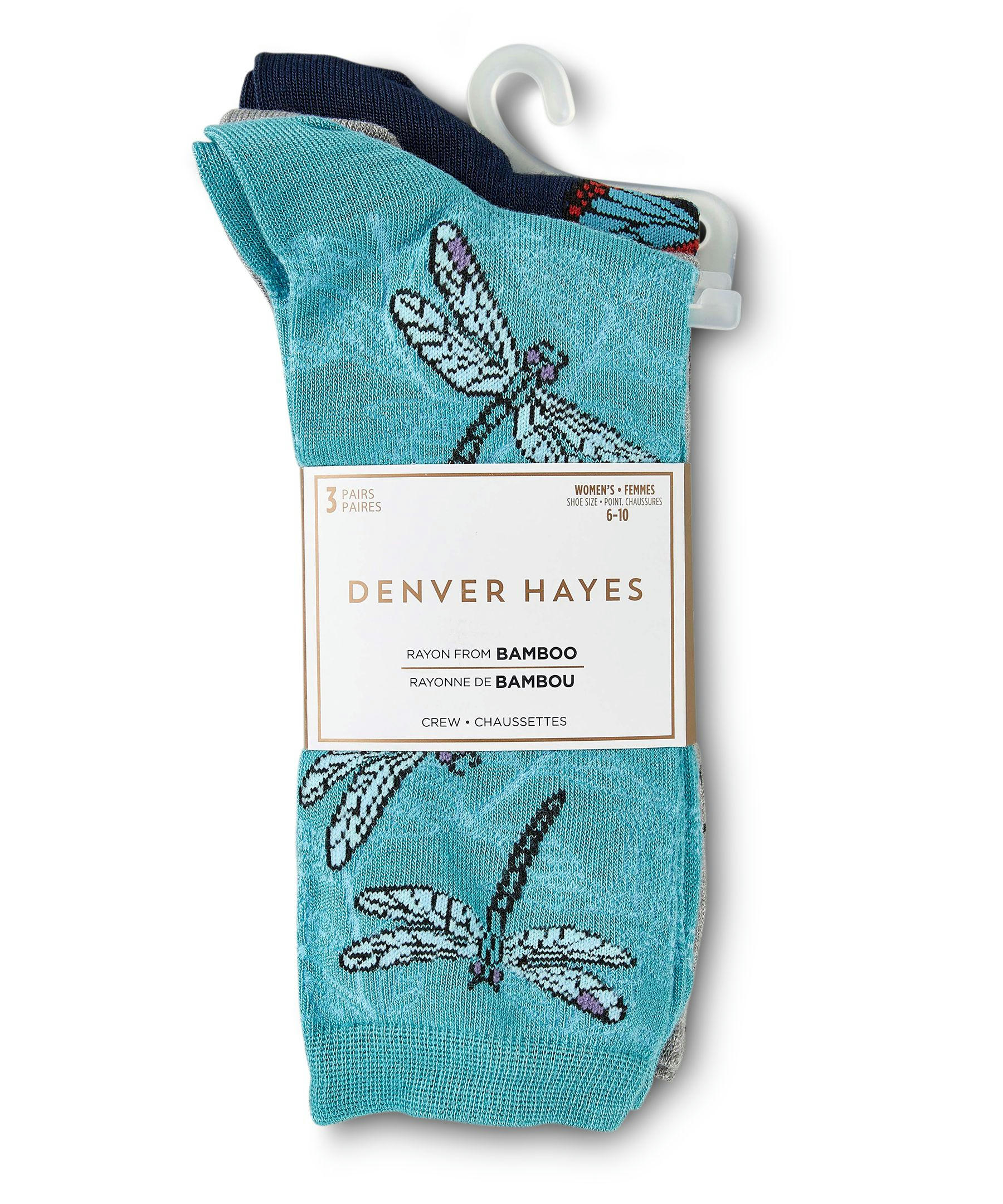 Denver Hayes Women's 3 Pack Bamboo Crew Socks