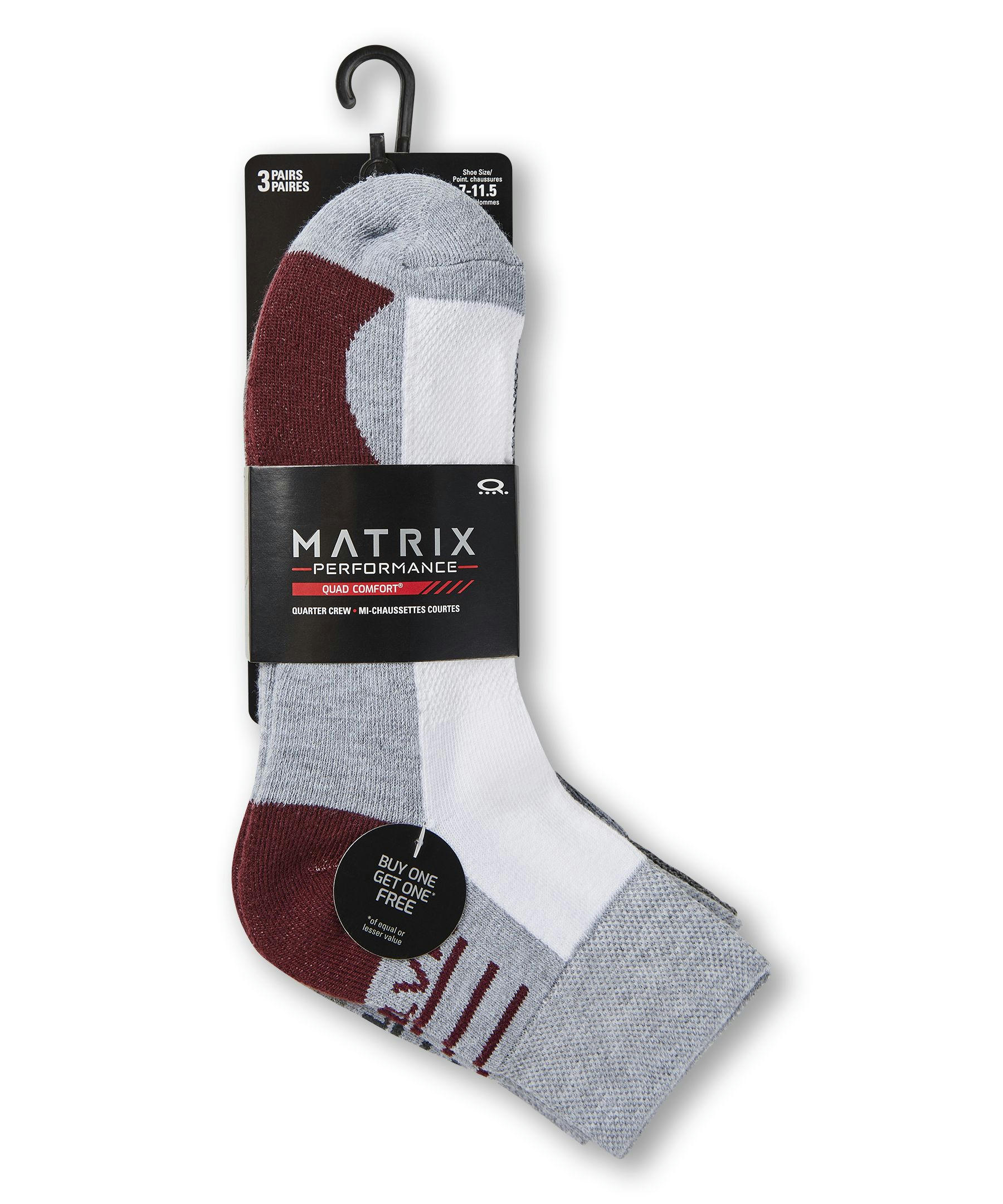Matrix Men's BOGO Quarter Height Sport Socks, 3 Pack
