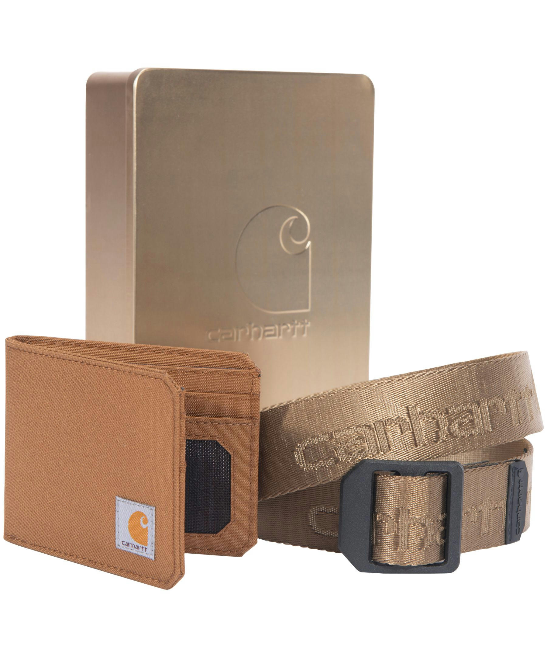Carhartt Men's Heavy-Duty Nylon Belt & Wallet Gift Set, Brown