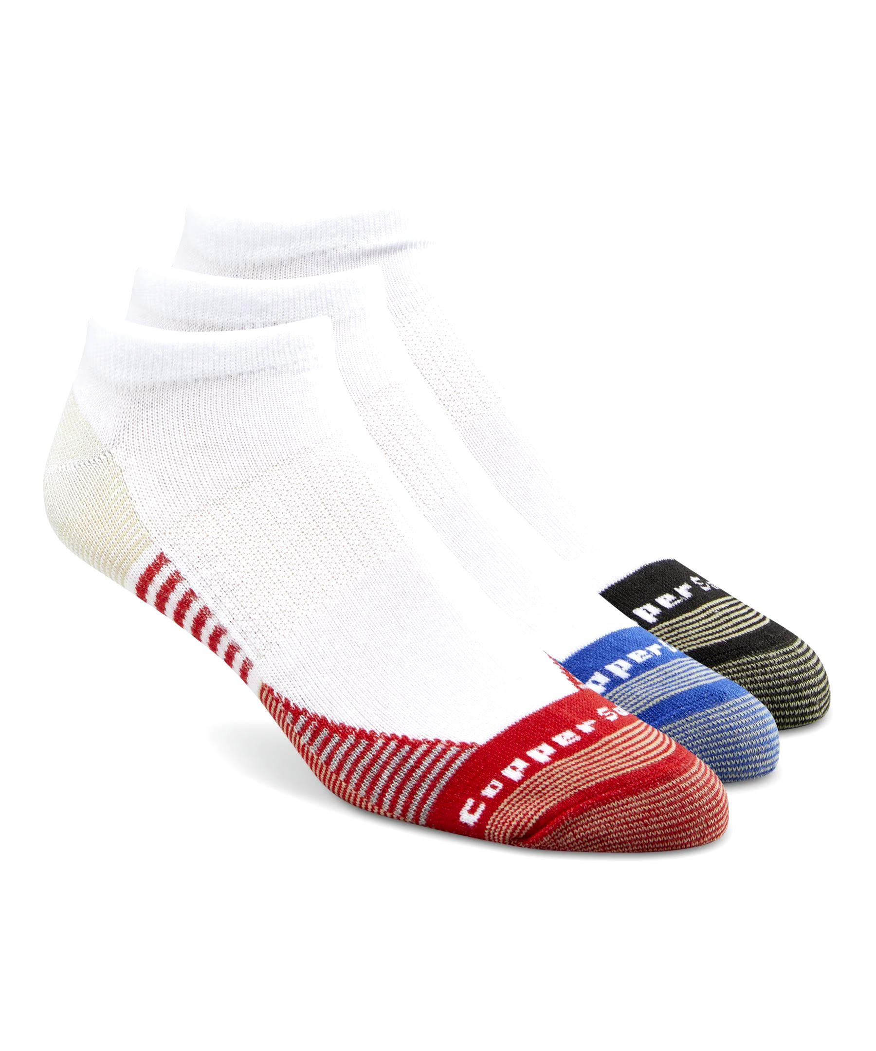 Copper Sole Men's 3 Pack Extreme Atheletic Low Cut Socks