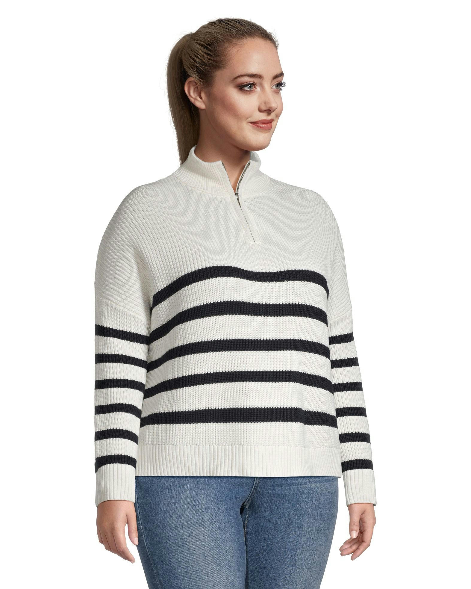 Denver Hayes Women's Relaxed Fit Drop Shoulder 1/4 Zip Pullover