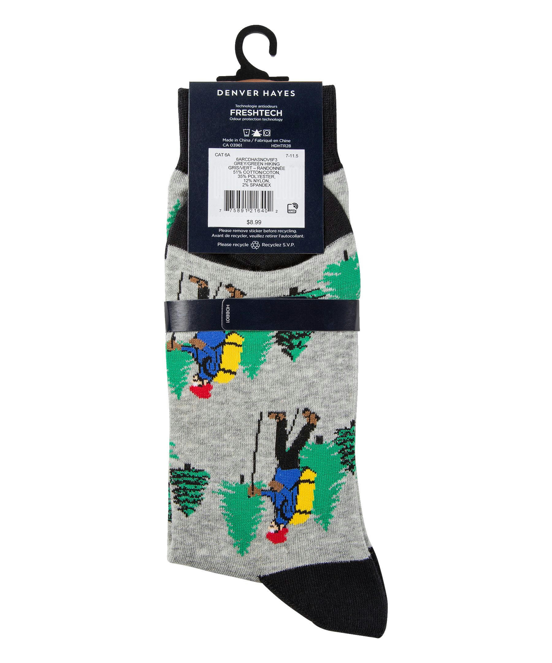 Denver Hayes Men's Novelty Camping Pattern Crew Socks