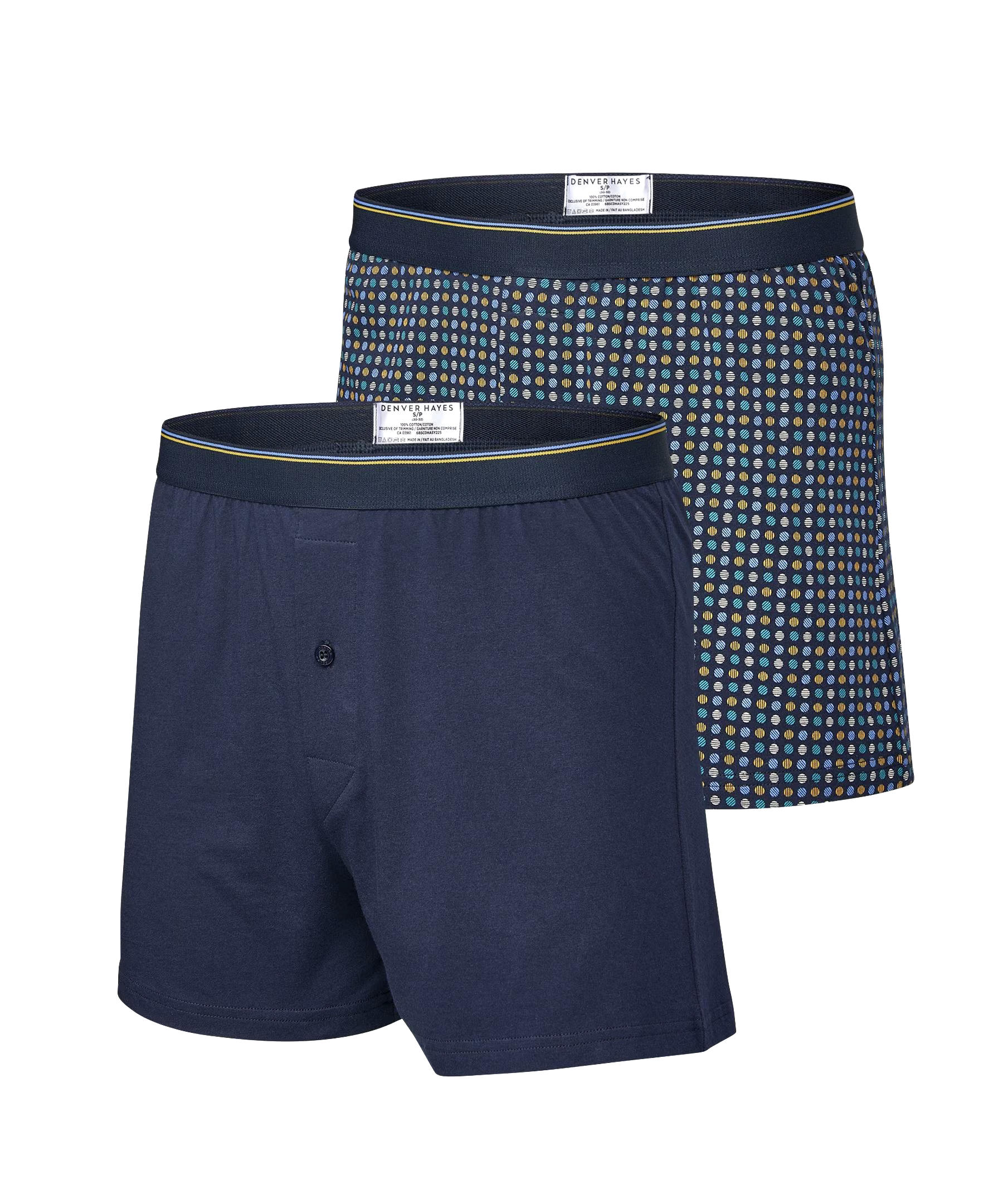 Denver Hayes Men's 2 Pack Yarn Dye Loose Fit Boxer Briefs