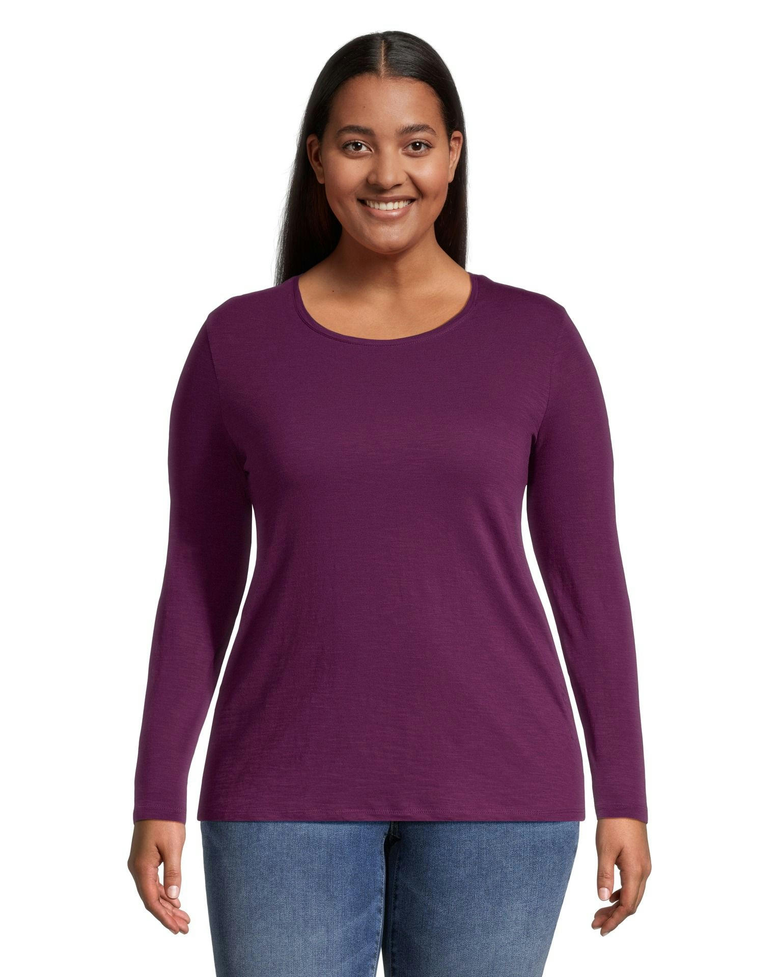 Denver Hayes Women's Semi Fitted Long Sleeve Crewneck T Shirt