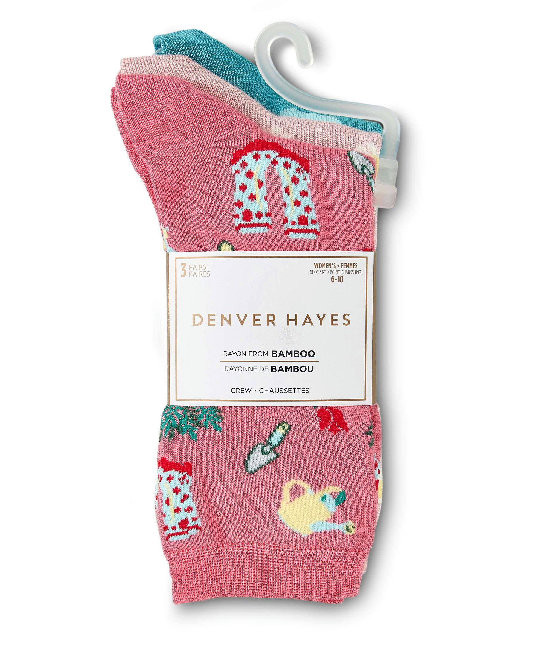 Denver Hayes Women's 3 Pack Bamboo Crew Socks