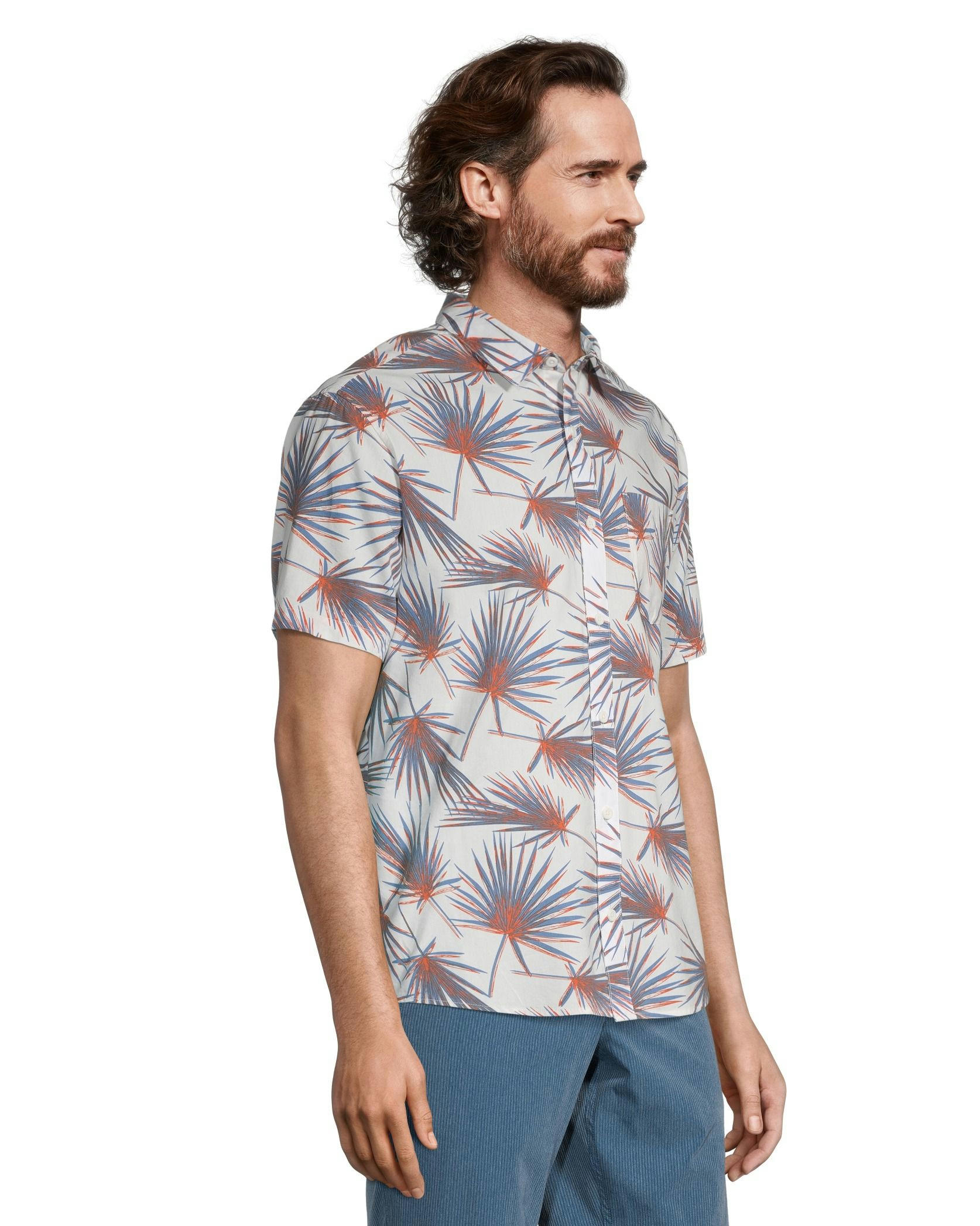 FarWest Men's Modern Fit Short Sleeve Stretch AOP Shirt