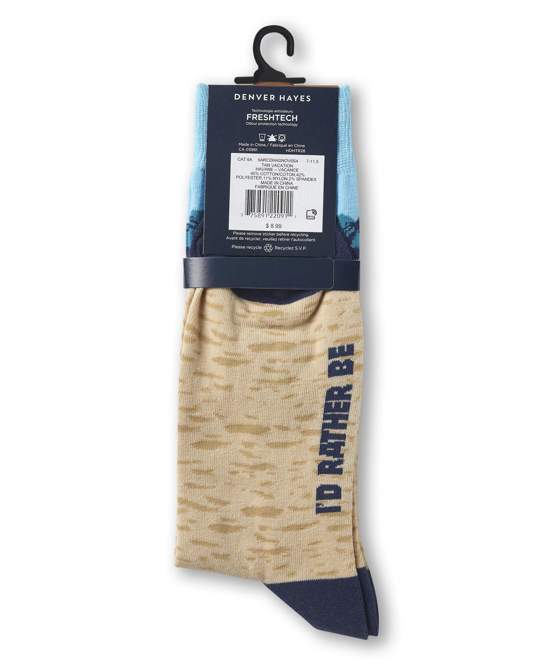 Denver Hayes Men's FRESHTECH® Camping Pattern Casual Crew Socks