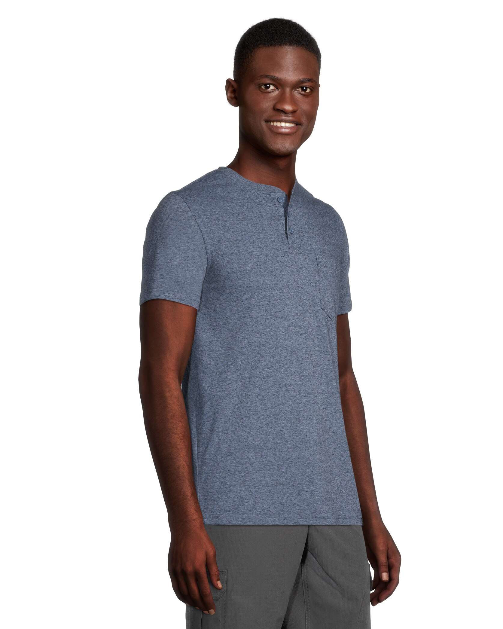 Men's Short Sleeve Modern Fit Snow Yarn Henley Shirt