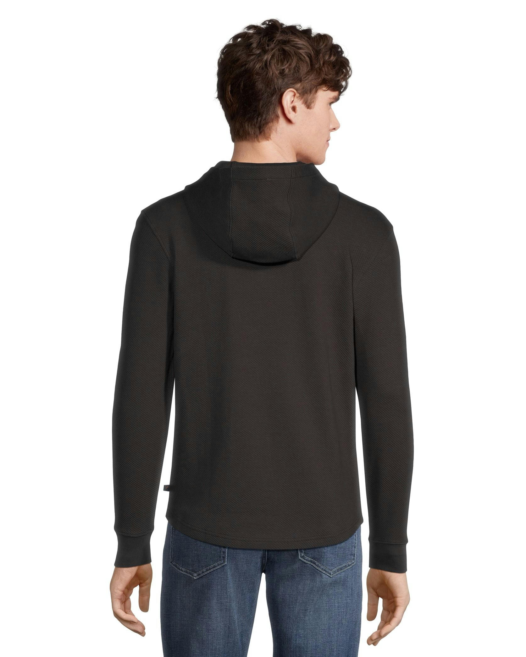 Denver Hayes Men's Long Sleeve Texture Knit Hooded Popover Henley