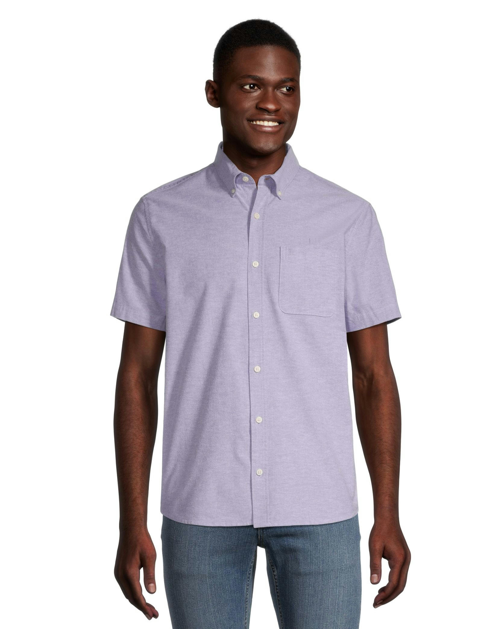 Denver Hayes Men's Modern Fit Short Sleeve Oxford Casual Shirt