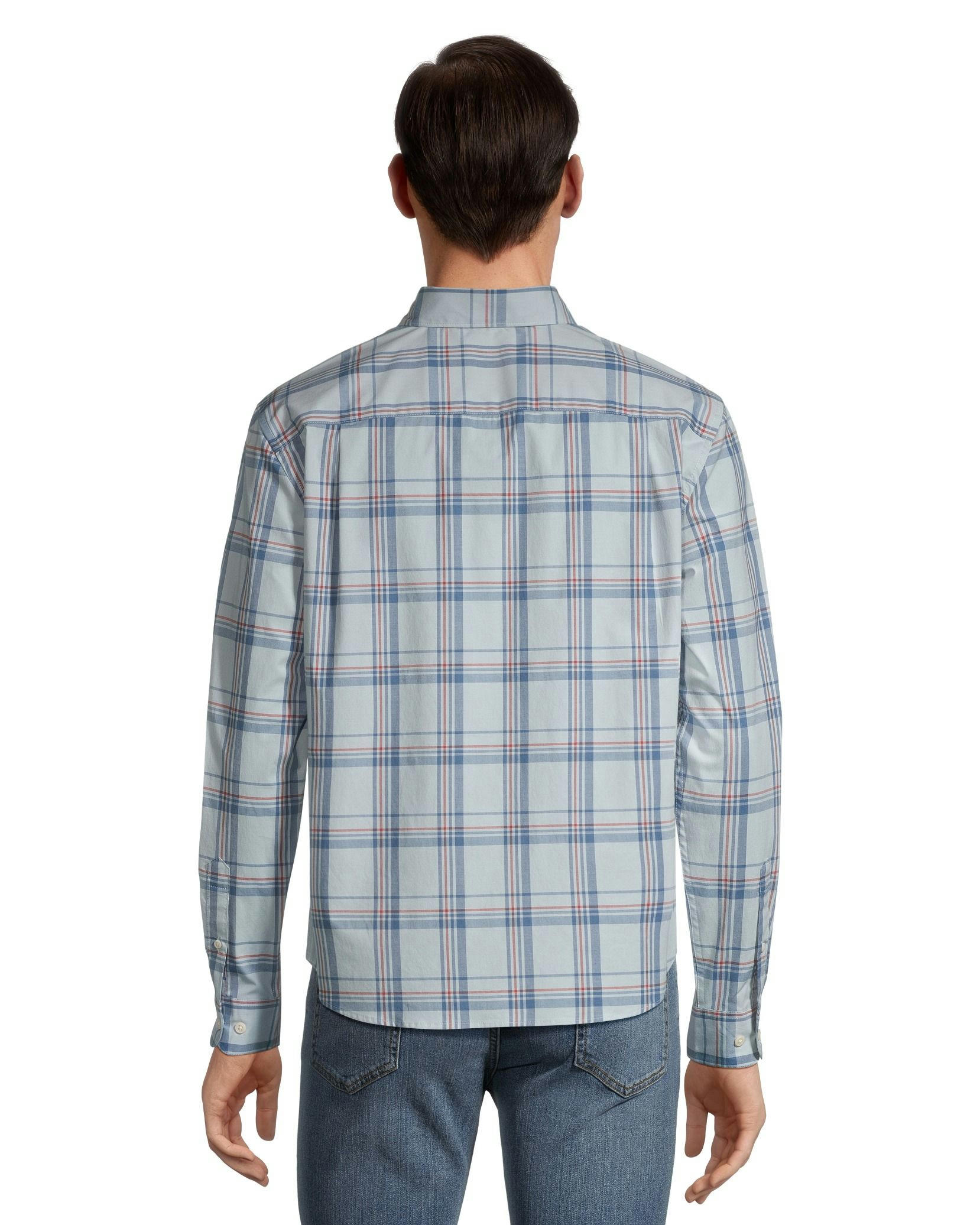 Denver Hayes Men's Plaid Sport Casual Long Sleeve Modern Fit Shirt