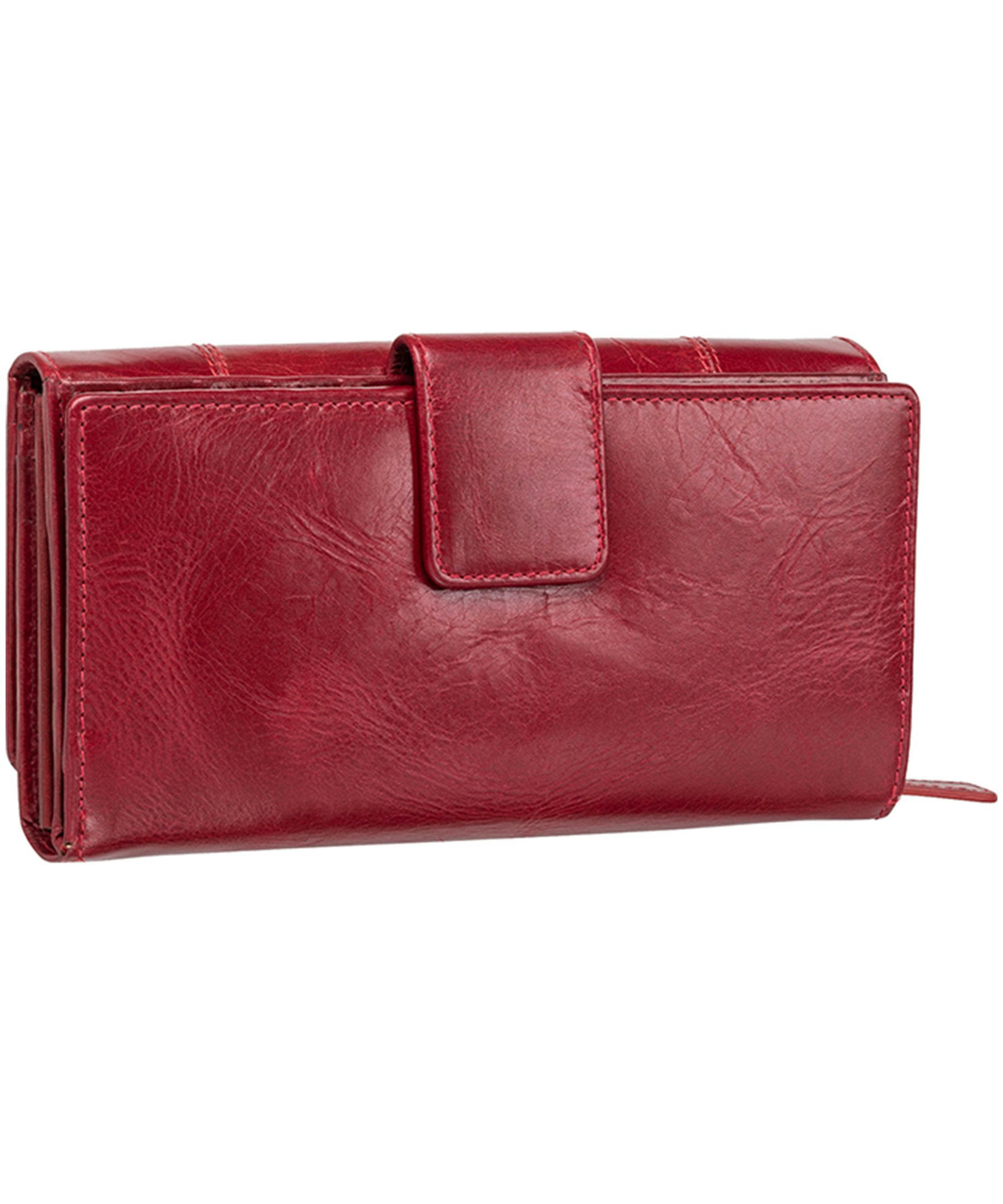 Mancini Leather Goods Women's Casablanca RFID Secure Medium Clutch Wallet Red