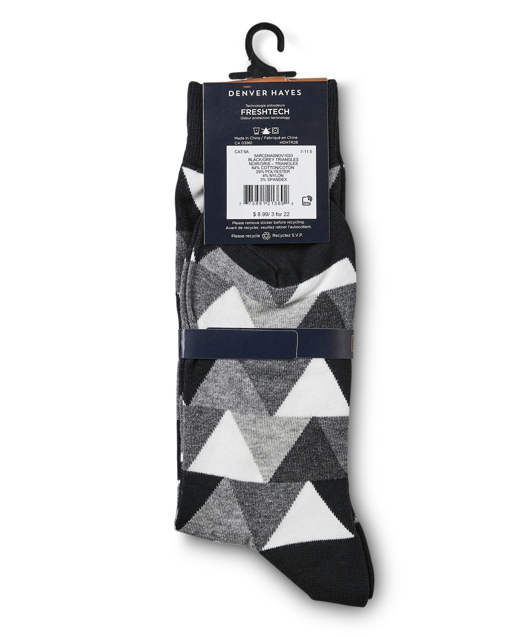 Denver Hayes Men's Novelty Pattern Freshtech Casual Crew Socks