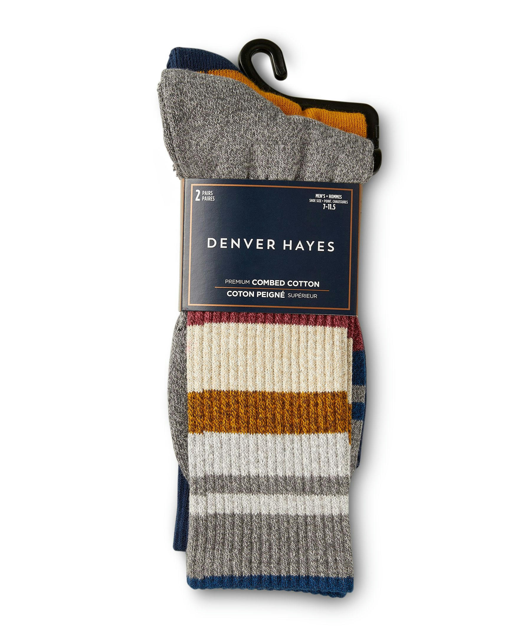 Denver Hayes Men's 2 Pack Casual Crew Socks