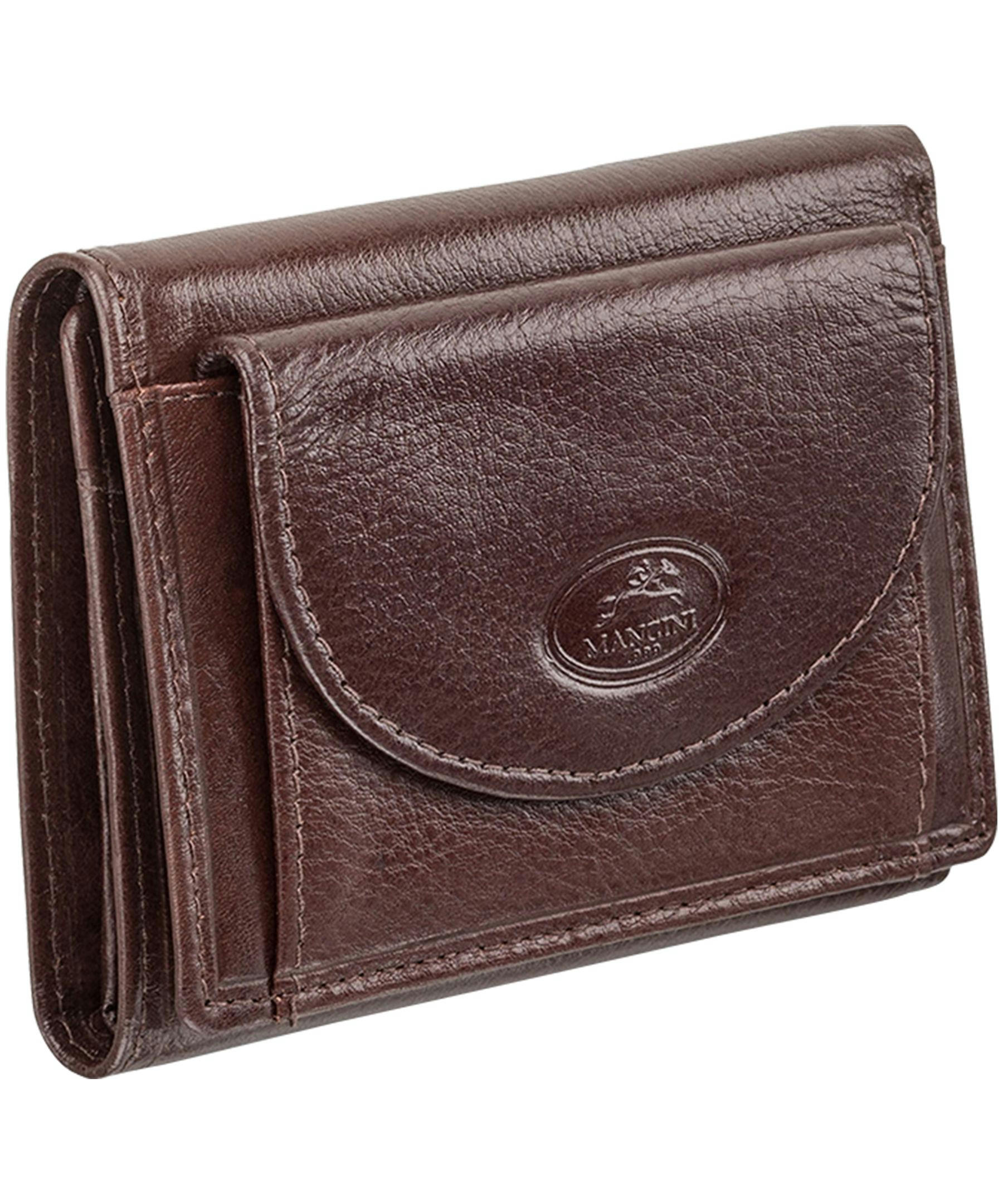 Mancini Leather Goods Men's Equestrian RFID Secure Trifold Wing Wallet Black