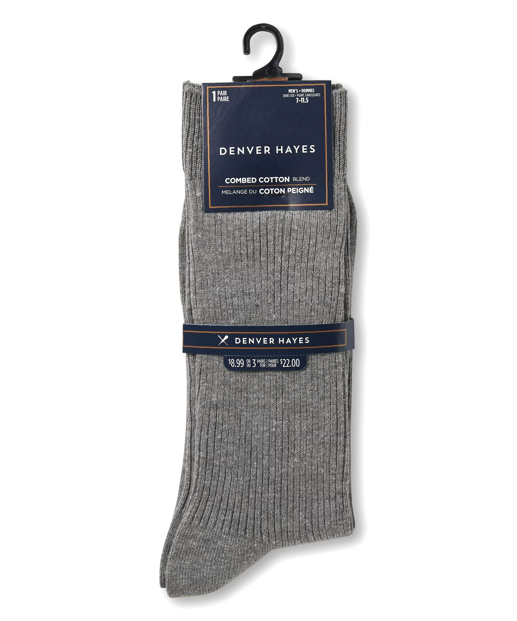 Denver Hayes Men's FRESHTECH® Casual Rib Crew Socks