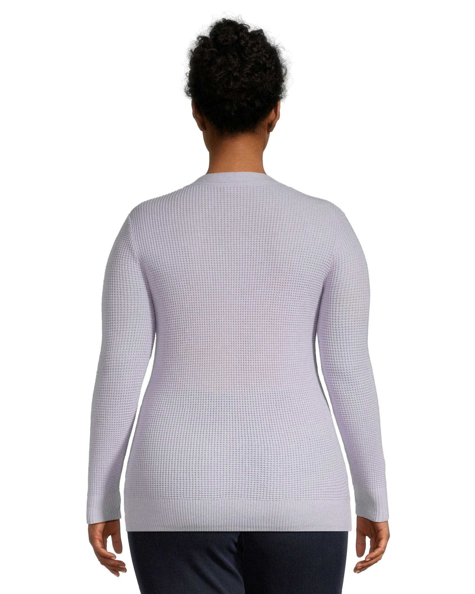 Denver Hayes Women's Fitted Long Sleeve V Neck Waffle Henley Sweater