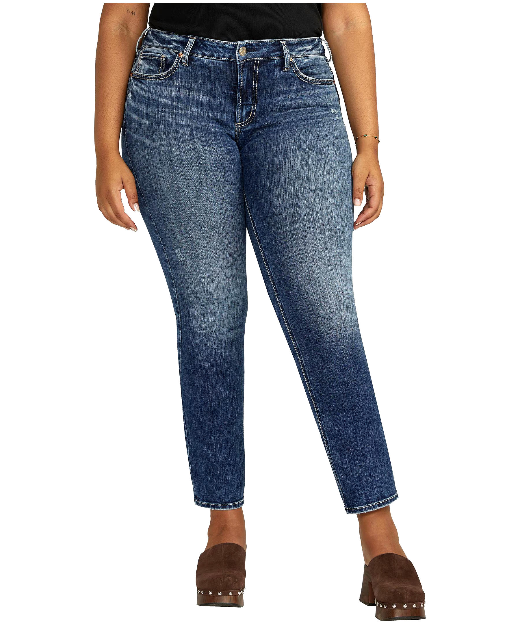 Silver Women's Britt Low Rise Curvy Fit Straight Jeans