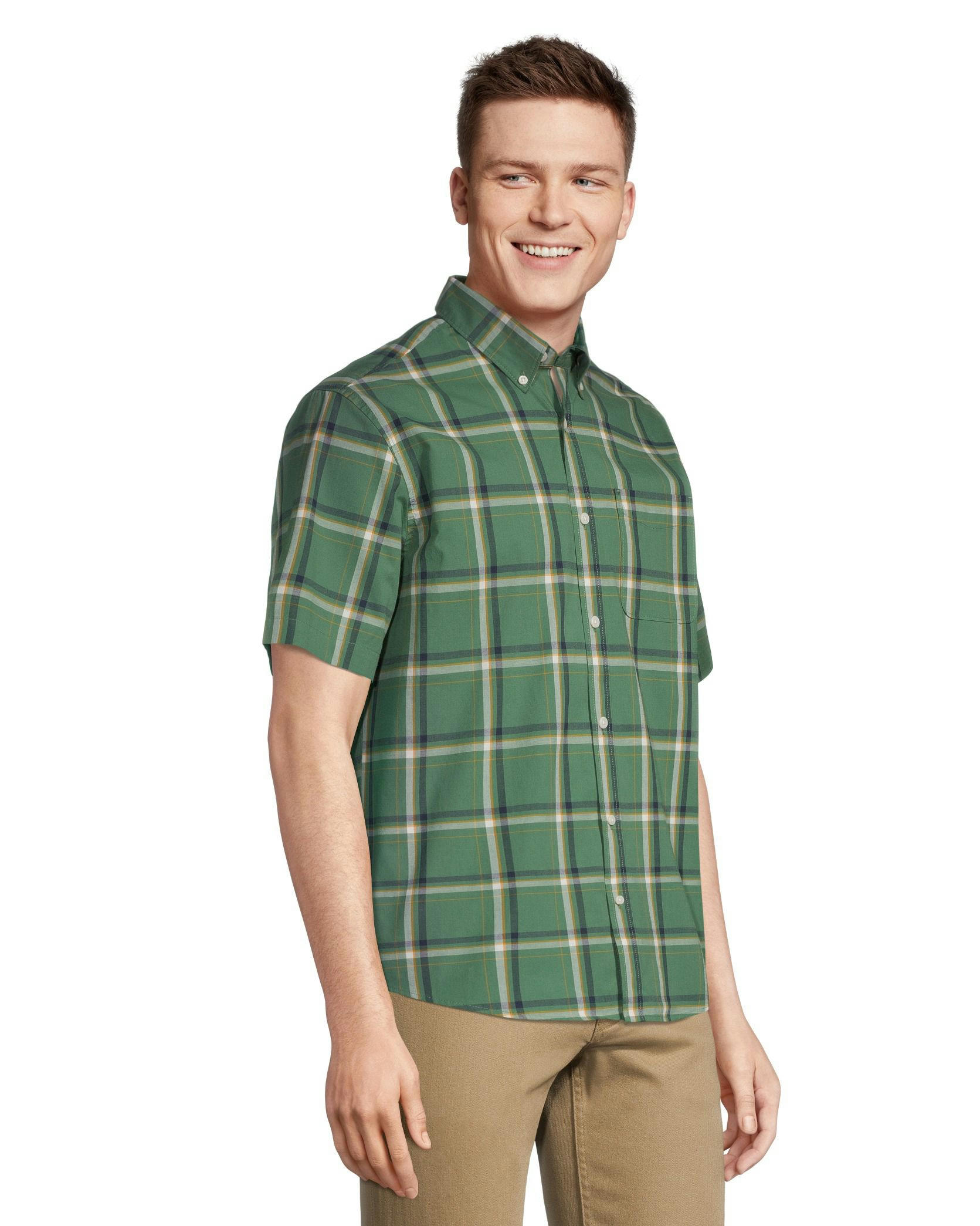 Denver Hayes Men's Classic Fit Short Sleeve Plaid Casual Sport Shirt