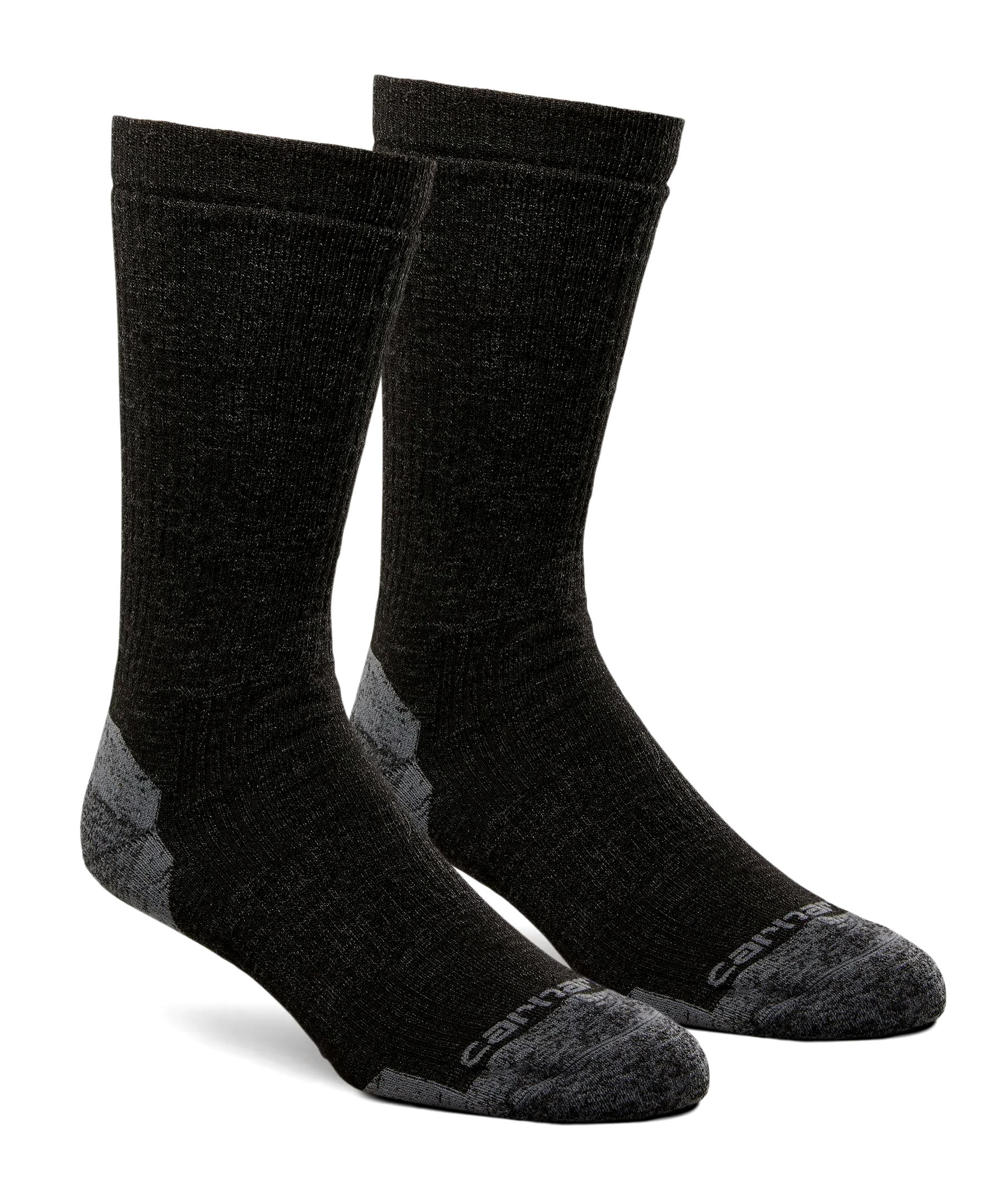 Carhartt Men's Midweight Synthetic Merino Wool Blend Crew Work Sock - 2-Pack