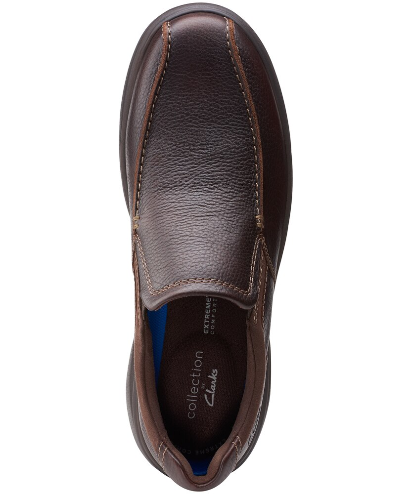 Clarks Men's Bradley Step Leather Ortholite Slip On Wide Shoes - Brown