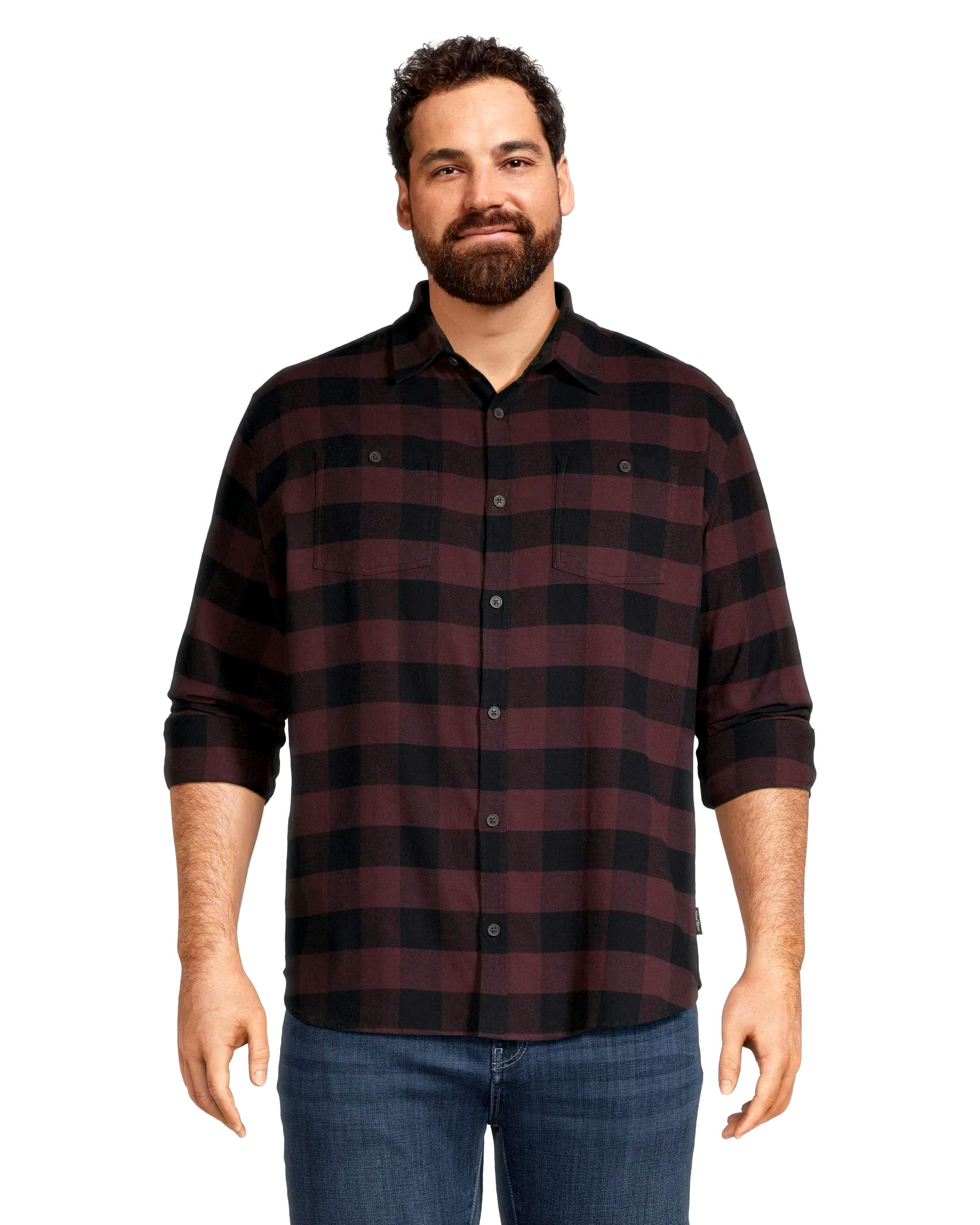 WindRiver Men's Stretch Regular Fit Basic Flannel Shirt