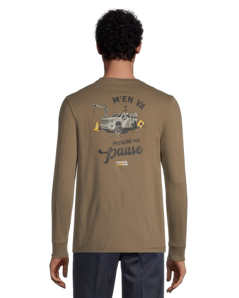 Men's Prendre Ma Pause Long Sleeve Crewneck Ultrasoft Cotton Work T Shirt