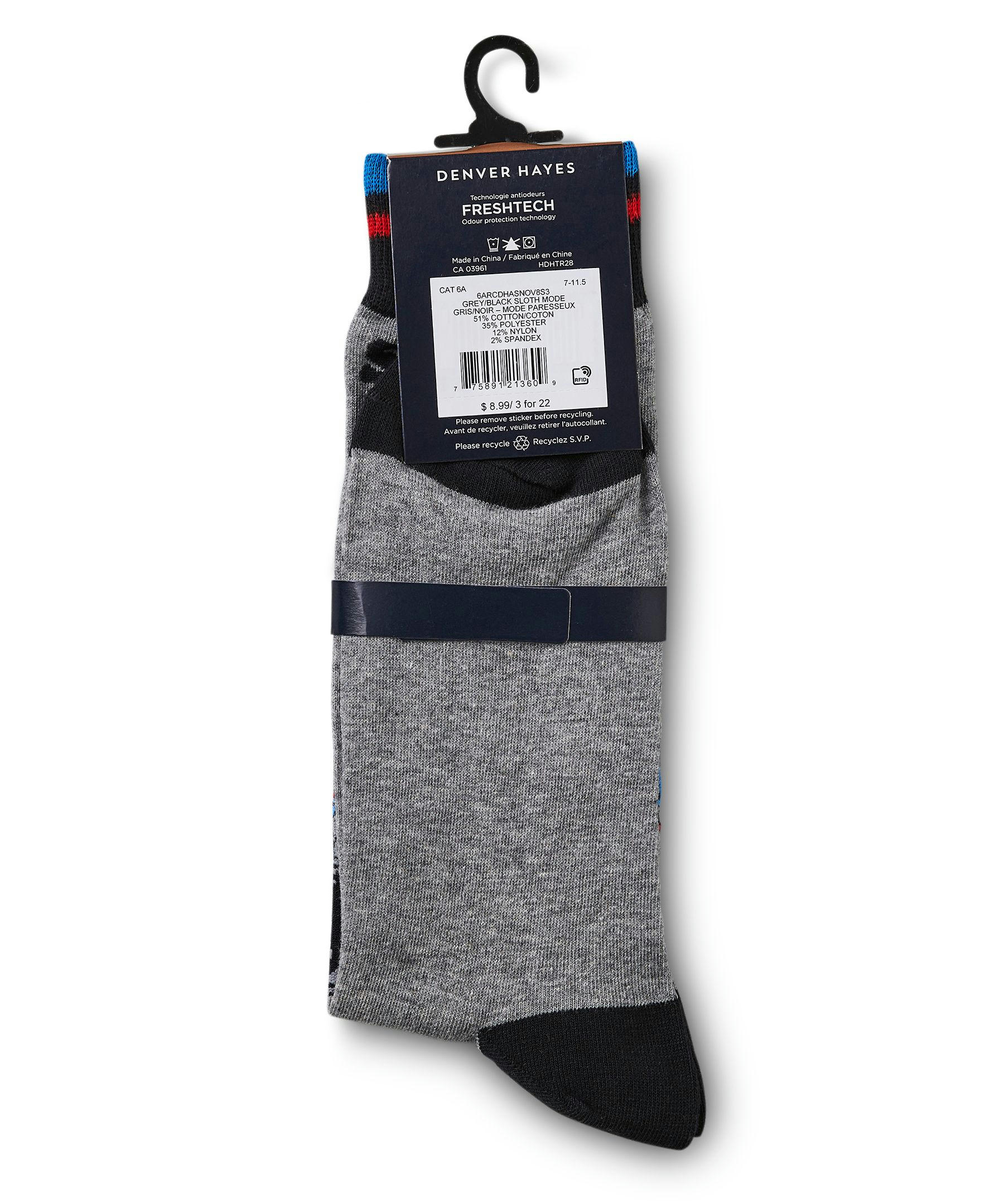 Denver Hayes Men's Novelty Pattern Freshtech Casual Crew Socks