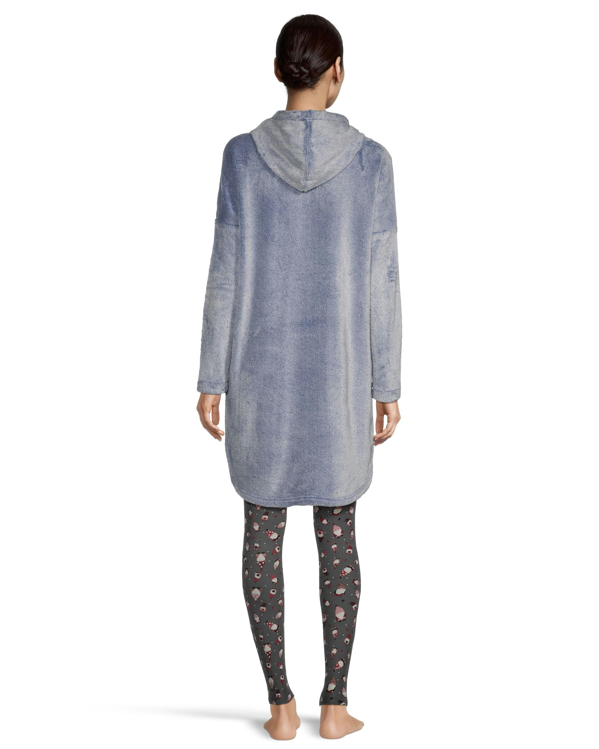 Denver Hayes Women's Plush Velour Hooded Night Shirt