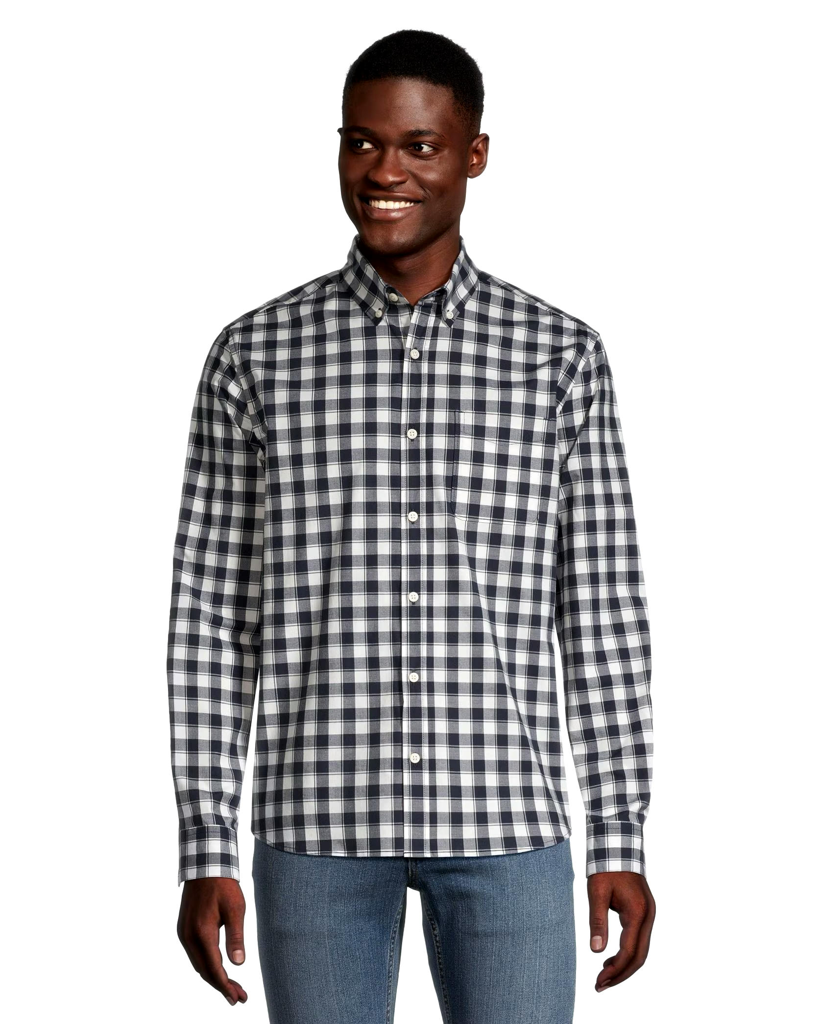 Denver Hayes Men's Plaid Sport Casual Long Sleeve Modern Fit Shirt