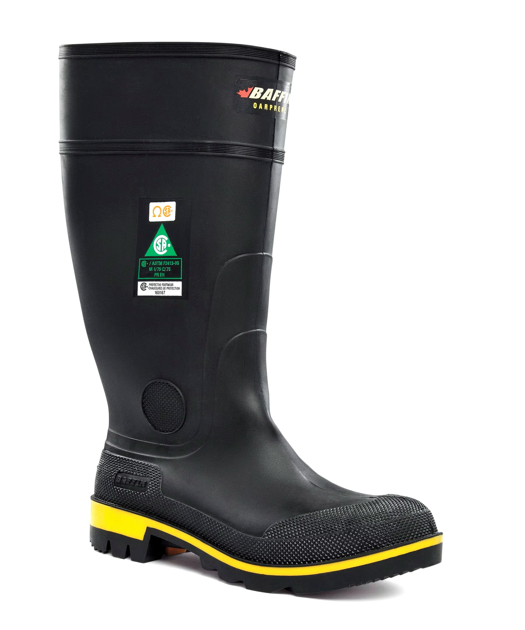 Men's Steel Toe Steel Plate Maximum Lug Sole Oarprene Rubber Boots - Black