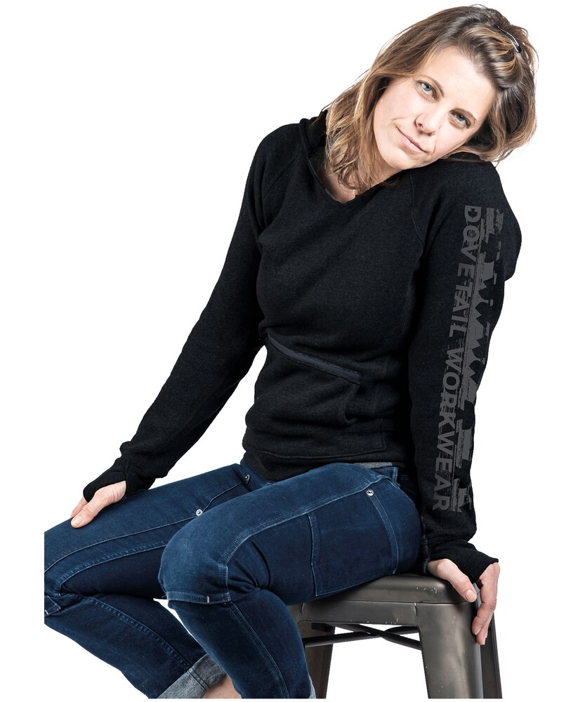 Dovetail Workwear Women's Anna V-Neck Kangaroo Pocket Pullover Fleece Work Hoodie