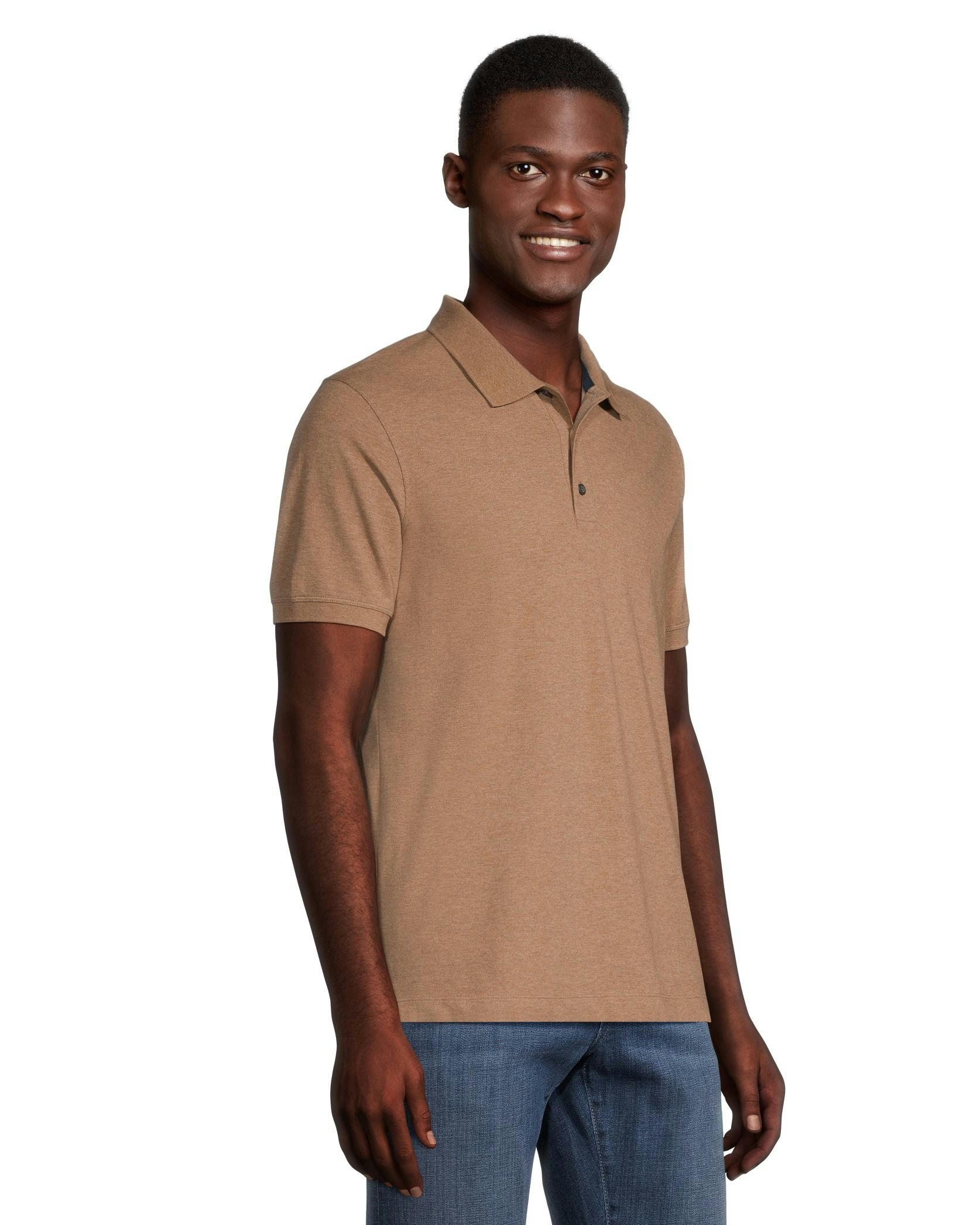 Denver Hayes Men's 50 Wash Stretch Short Sleeve Modern Fit Pique Polo Shirt