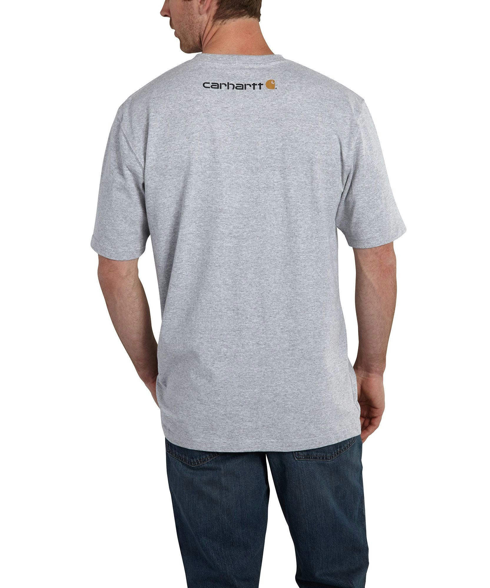 Carhartt Men's Signature Logo Loose Fit Graphic T Shirt - Grey