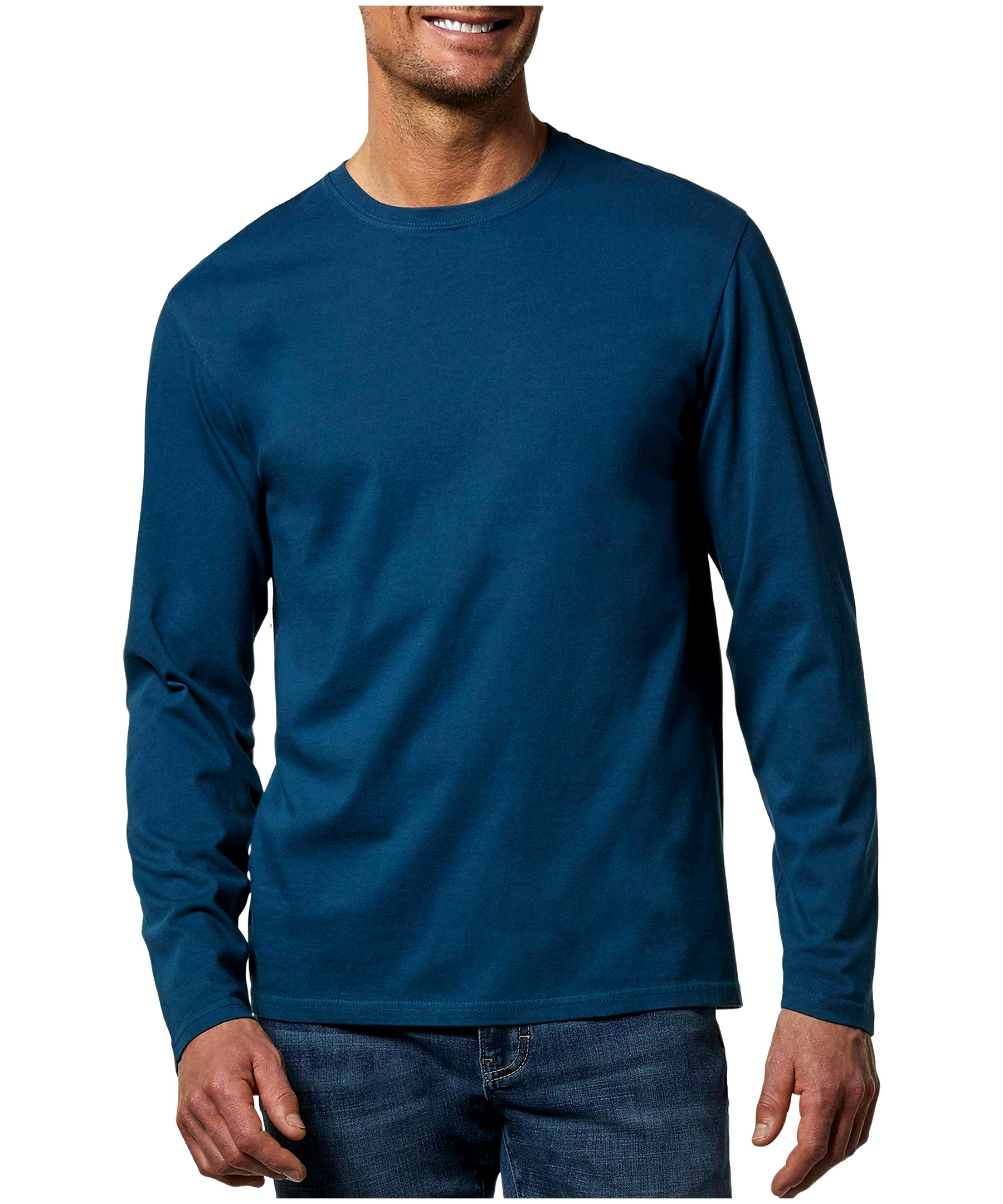 Denver Hayes Men's 50 Wash Long Sleeve Classic Fit Crew Neck T-Shirt