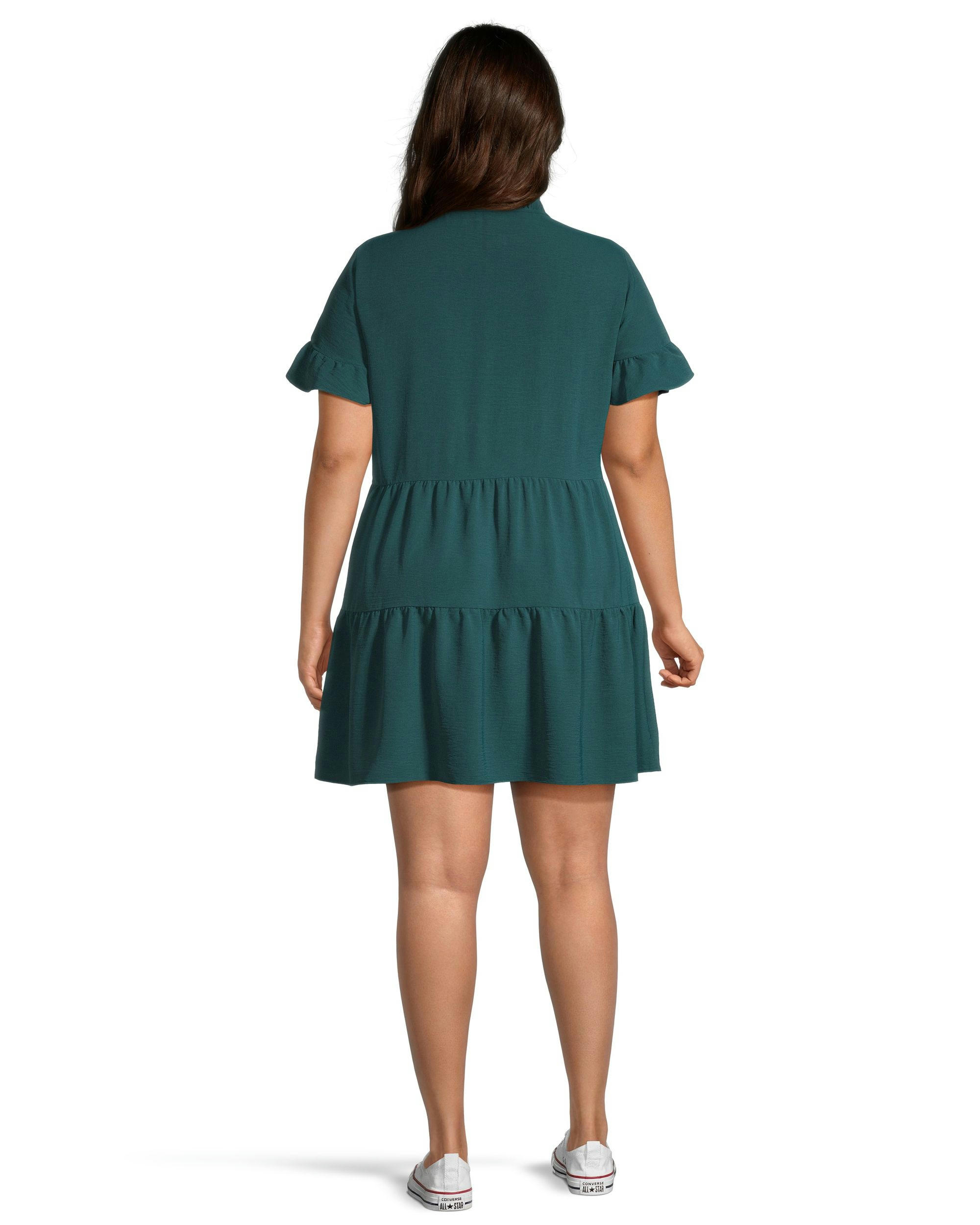 Denver Hayes Women's Flowy Double Tier Short Sleeve Dress