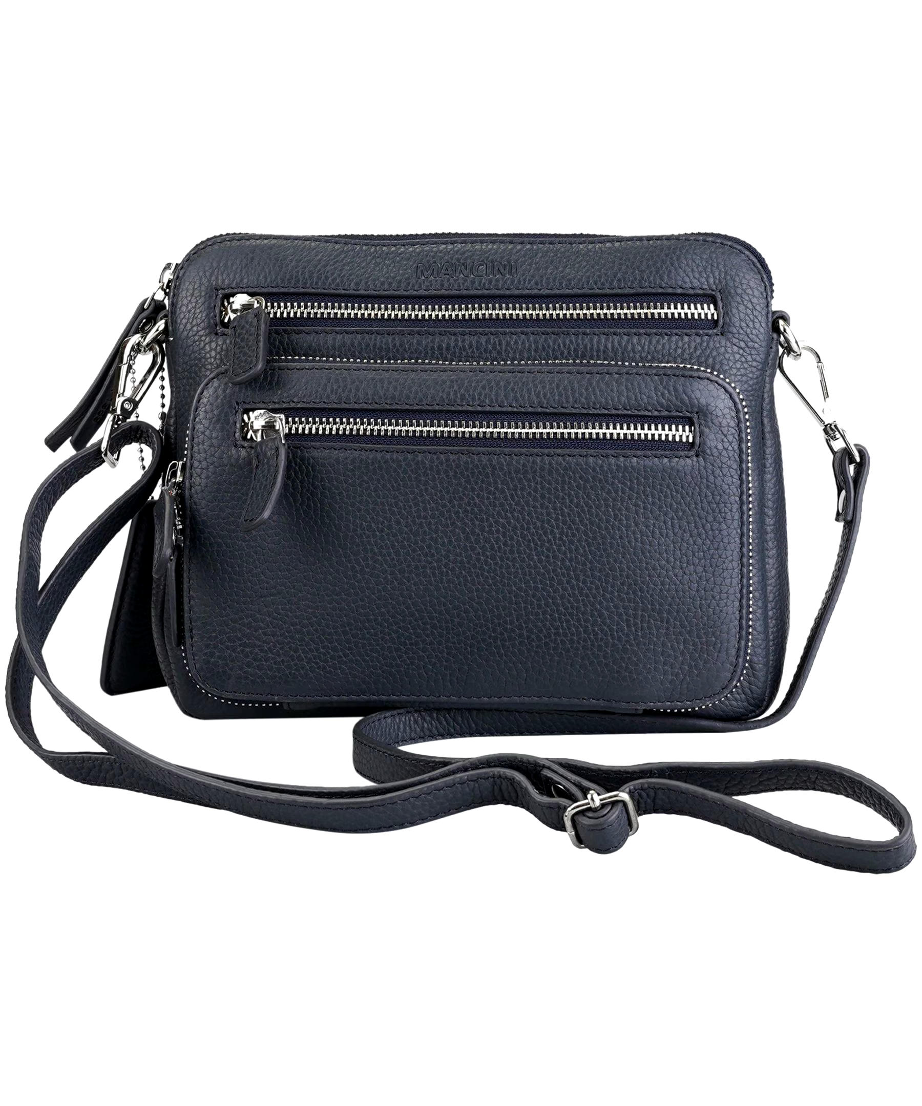Mancini Leather Goods Women's Pebelled Valerie Small Crossbody Bag