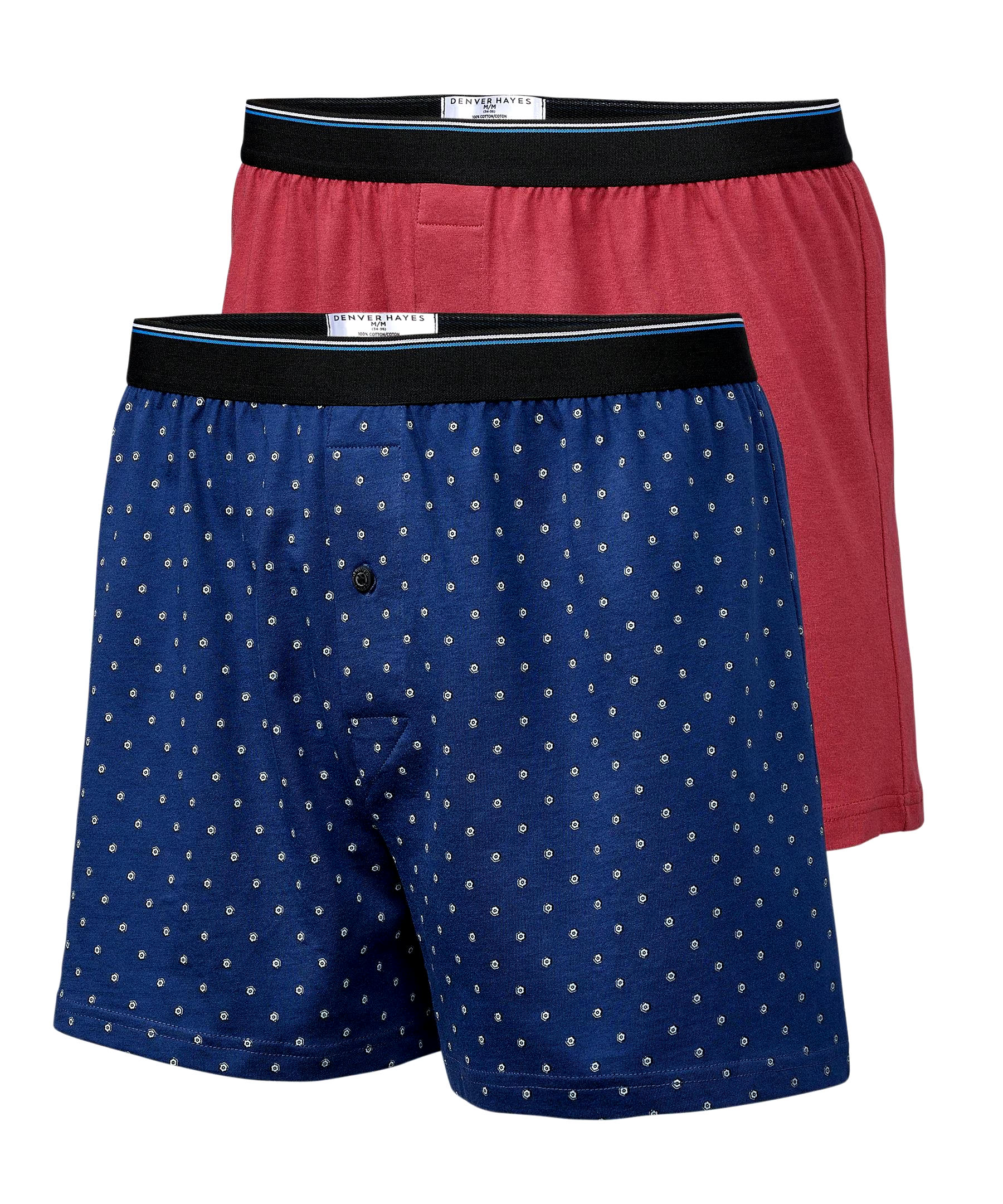 Denver Hayes Men's 2 Pack Yarn Dye Loose Fit Boxer Briefs