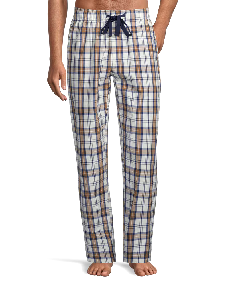 Men's Woven Plaid Lounge Pants With Elastic Waistband and Drawstring