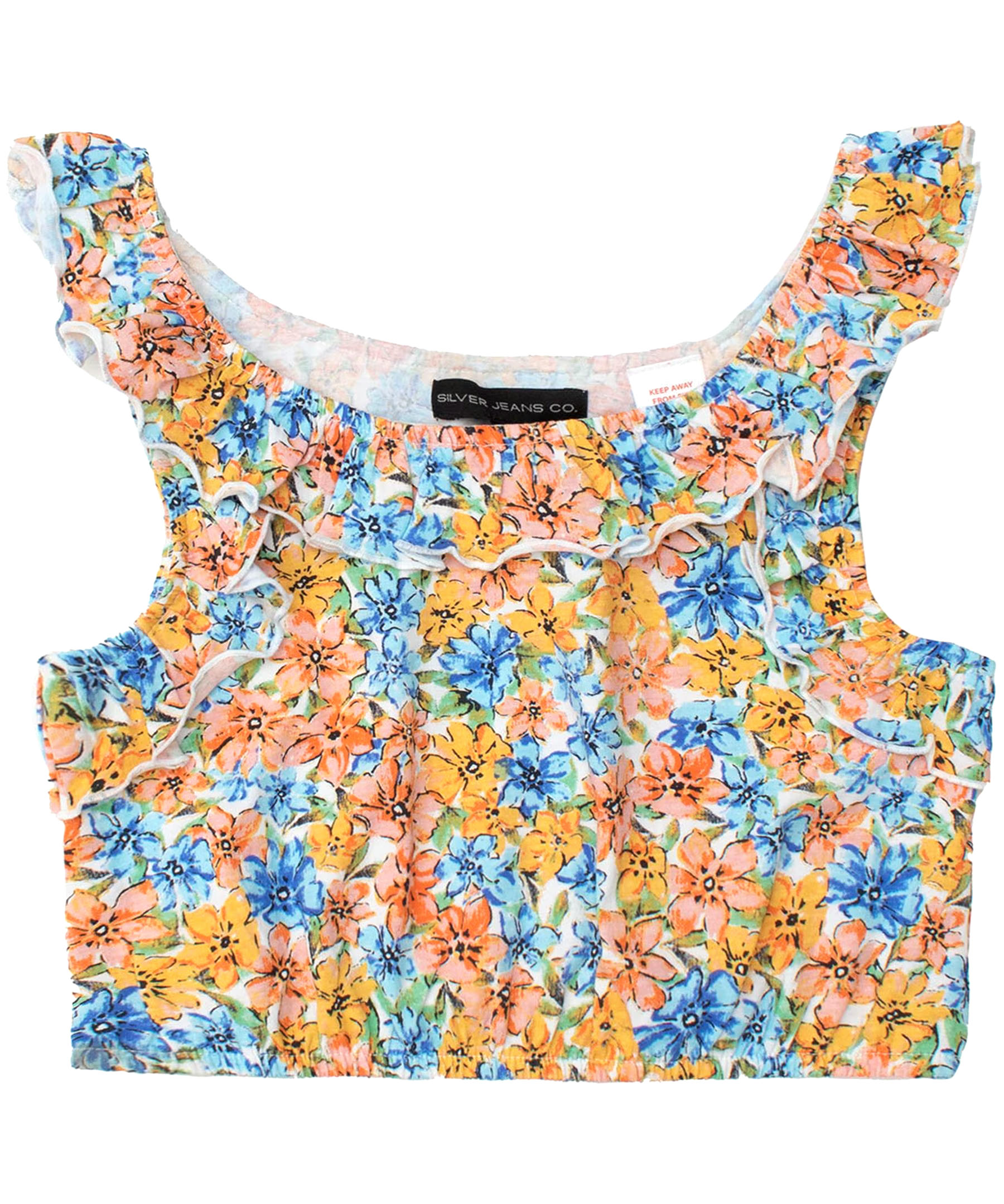 Silver Youth Girls' Sleeveless Crop Top - Floral Print