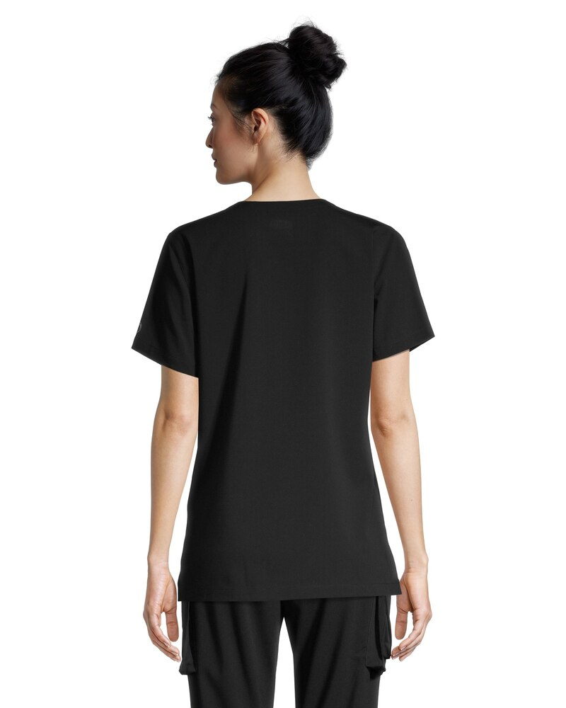 Health Pro Heart Women's Heart V Neck Solid Scrub Top - Black