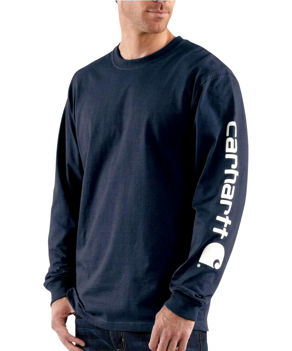 Carhartt Men's Loose Fit Sleeve Logo Long Sleeve Graphic T Shirt