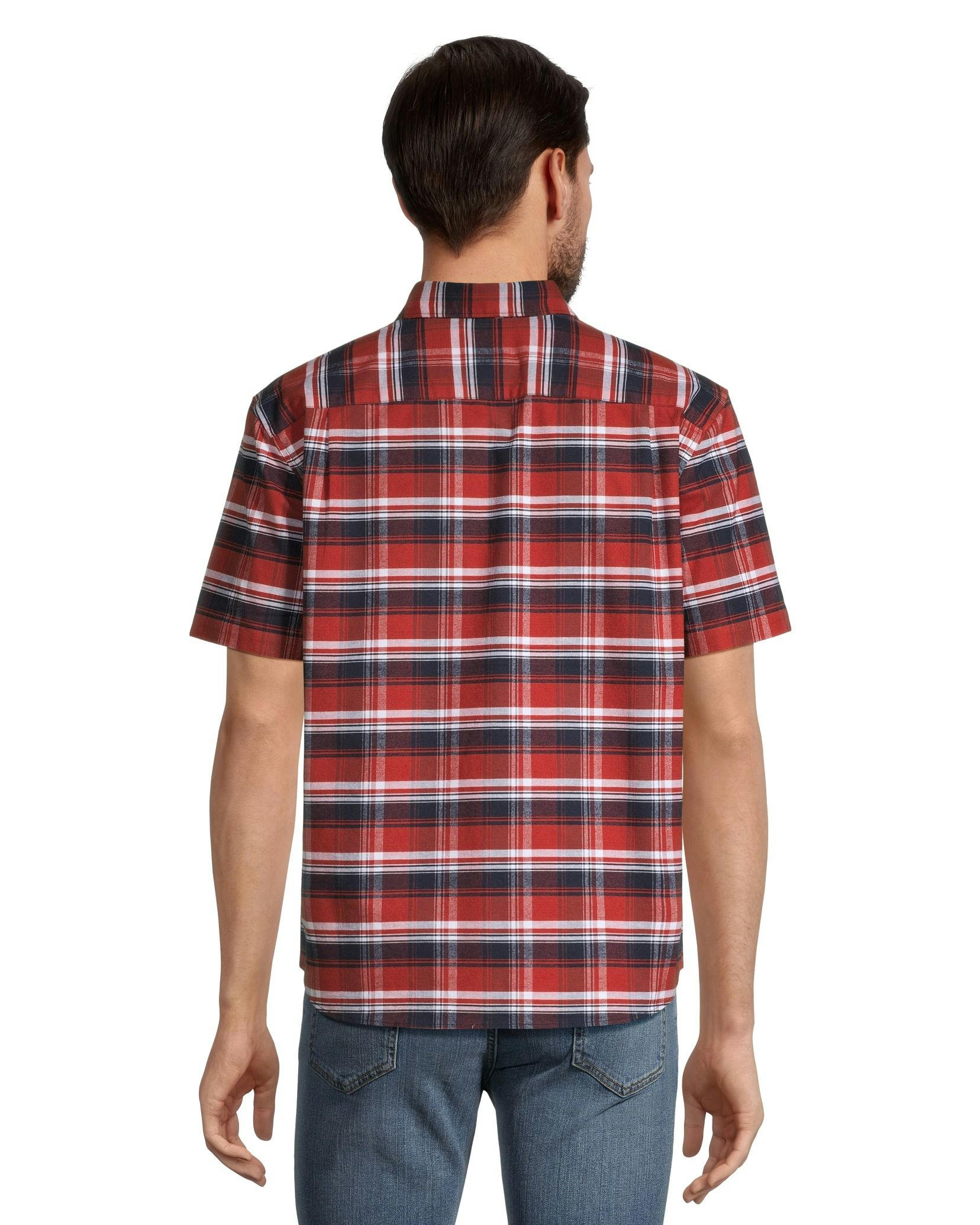 Denver Hayes Men's Stretch Oxford Classic Fit Short Sleeve Button Down Shirt