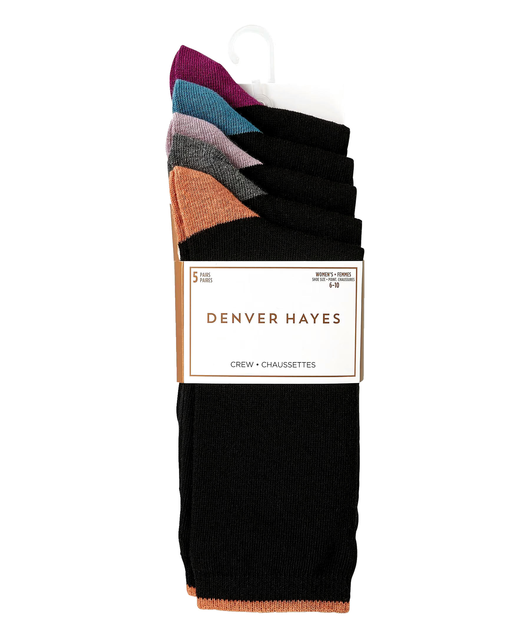 Denver Hayes Women's 5 Pack Freshtech Crew Socks