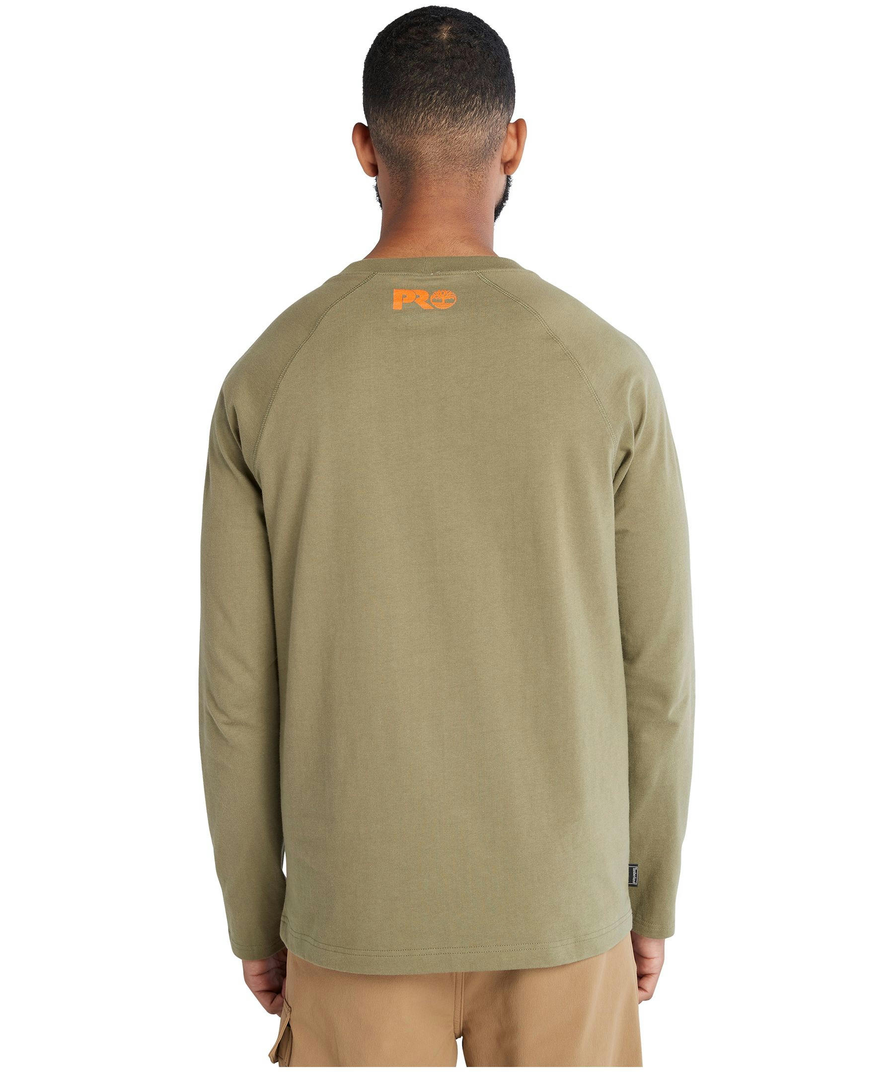 Men's Reflective Logo Long Sleeve Crewneck Cotton Work T Shirt