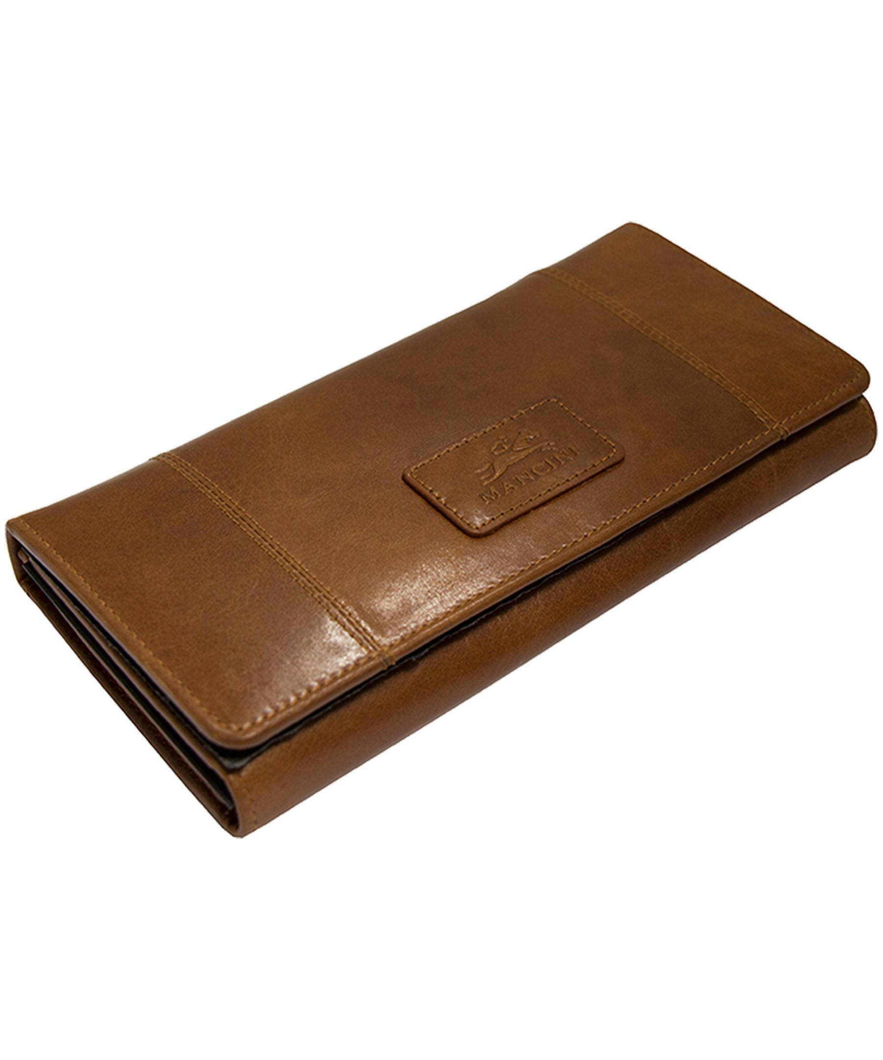 Mancini Leather Goods Women's Casablanca RFID Secure Trifold Wallet Cognac
