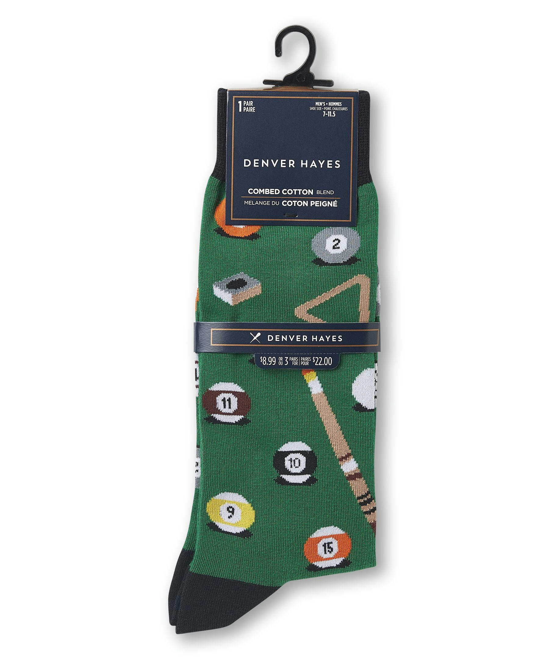 Denver Hayes Men's FRESHTECH® Sport Pattern Casual Crew Socks