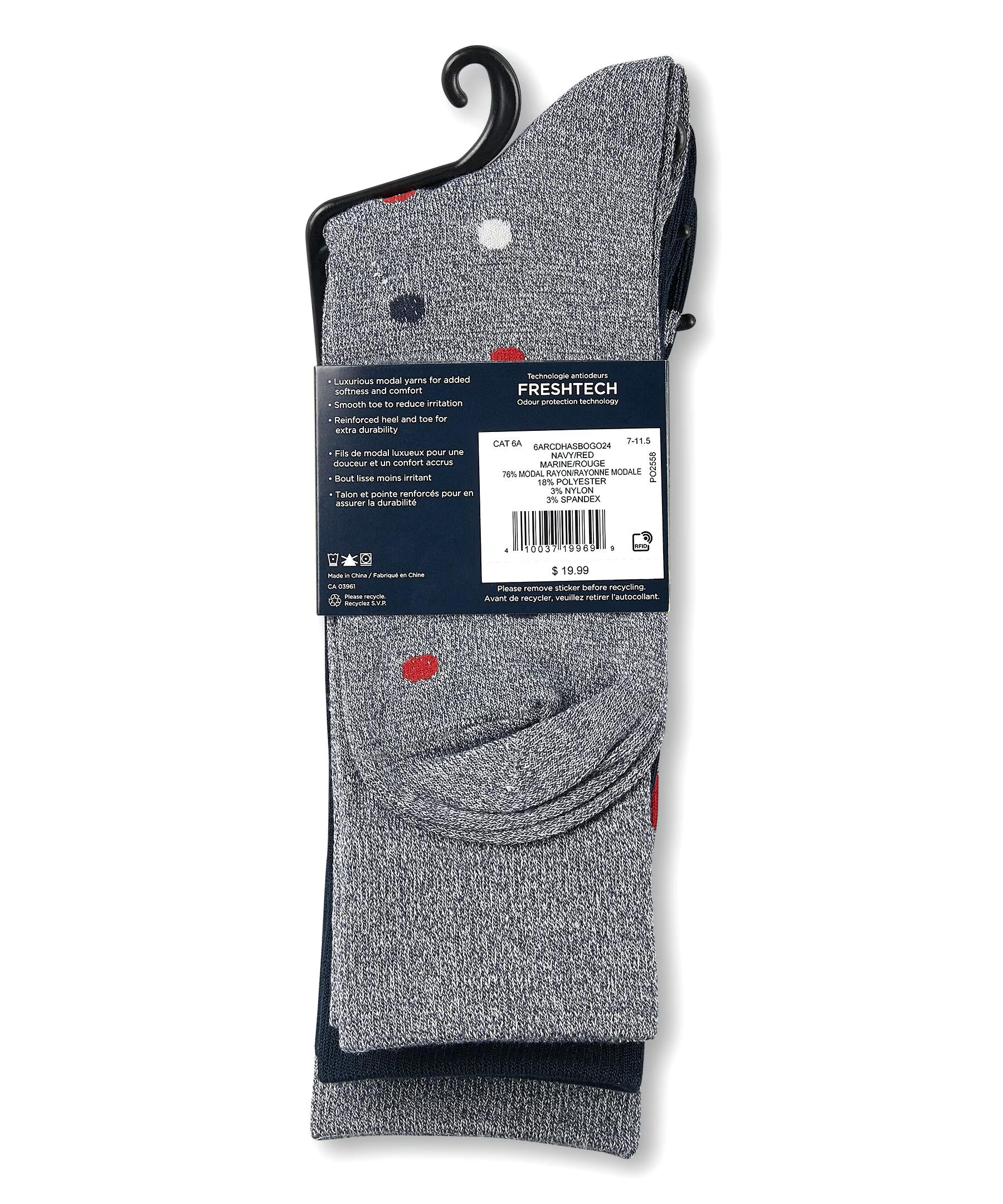 Denver Hayes Men's Casual Crew Socks, 3 Pack