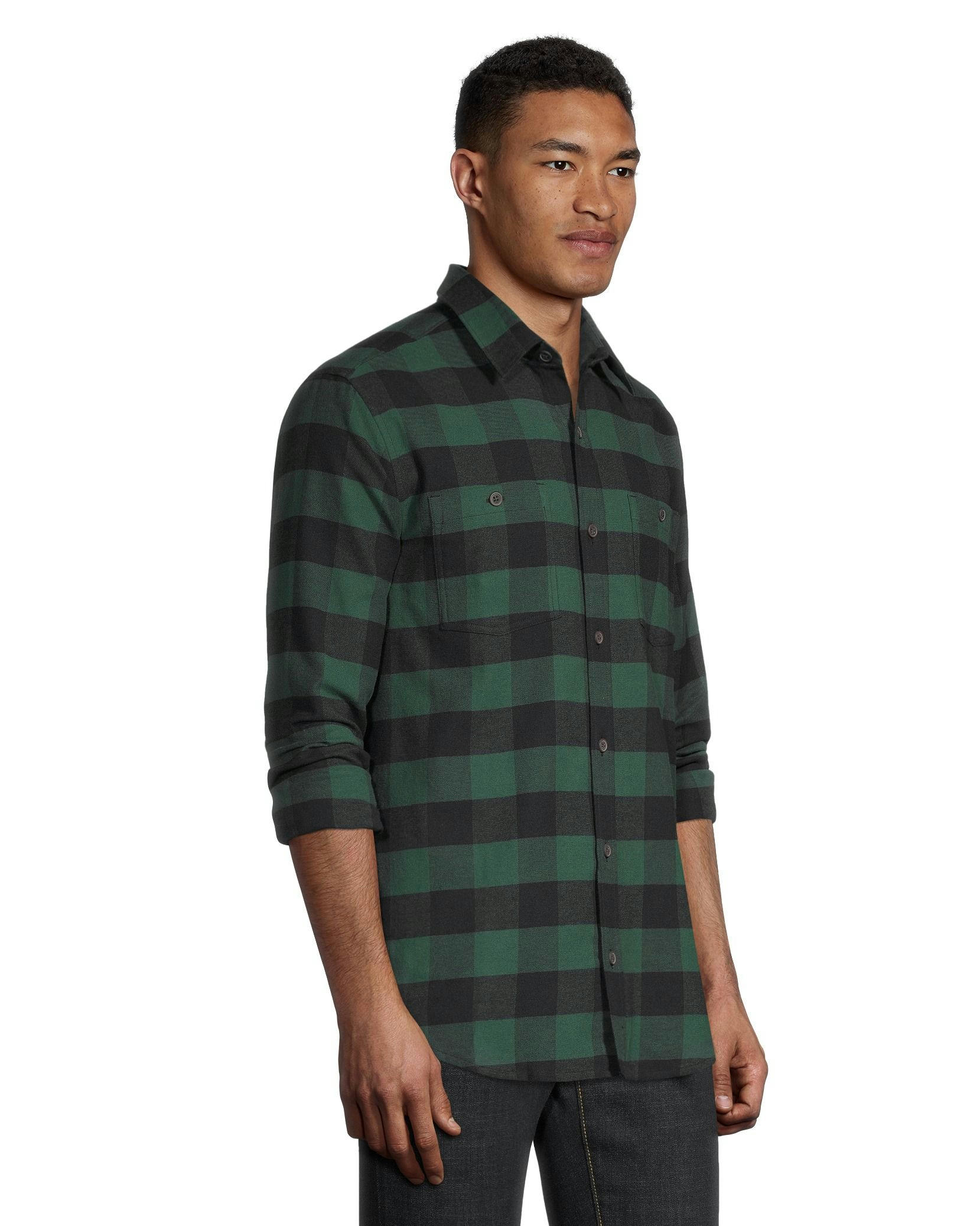 WindRiver Men's Stretch Regular Fit Basic Flannel Shirt