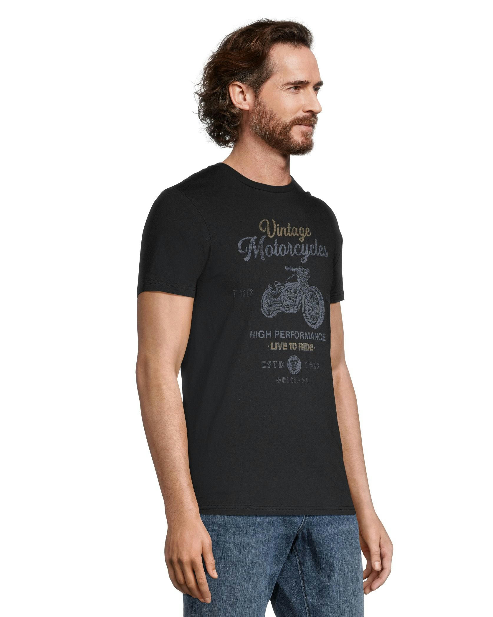 Logo T-Shirt Men's Vintage Motorcycle Classic Fit Crewneck Graphic T Shirt